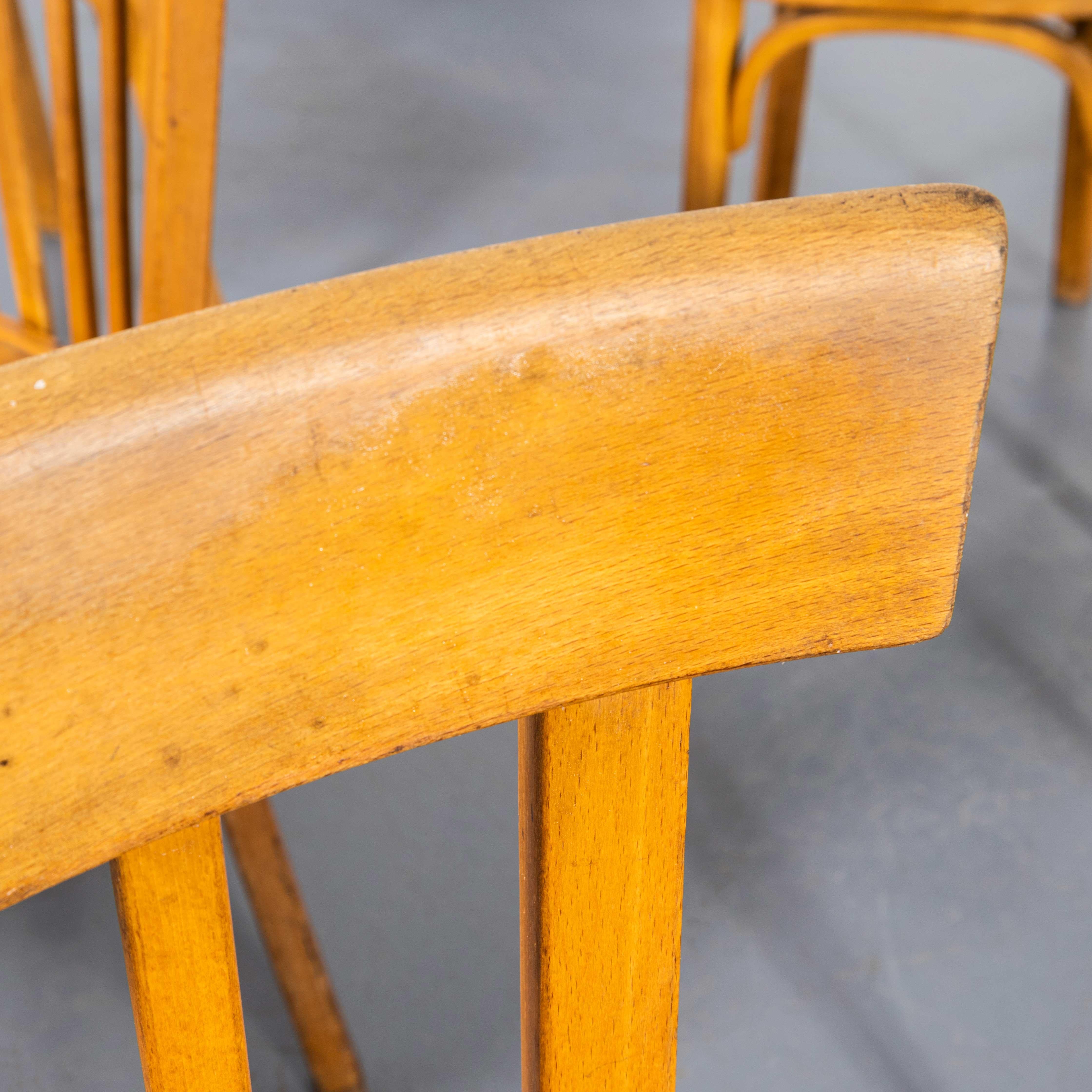 1950's Baumann Honey Bentwood Café Dining Chair - Set Of Six For Sale 2