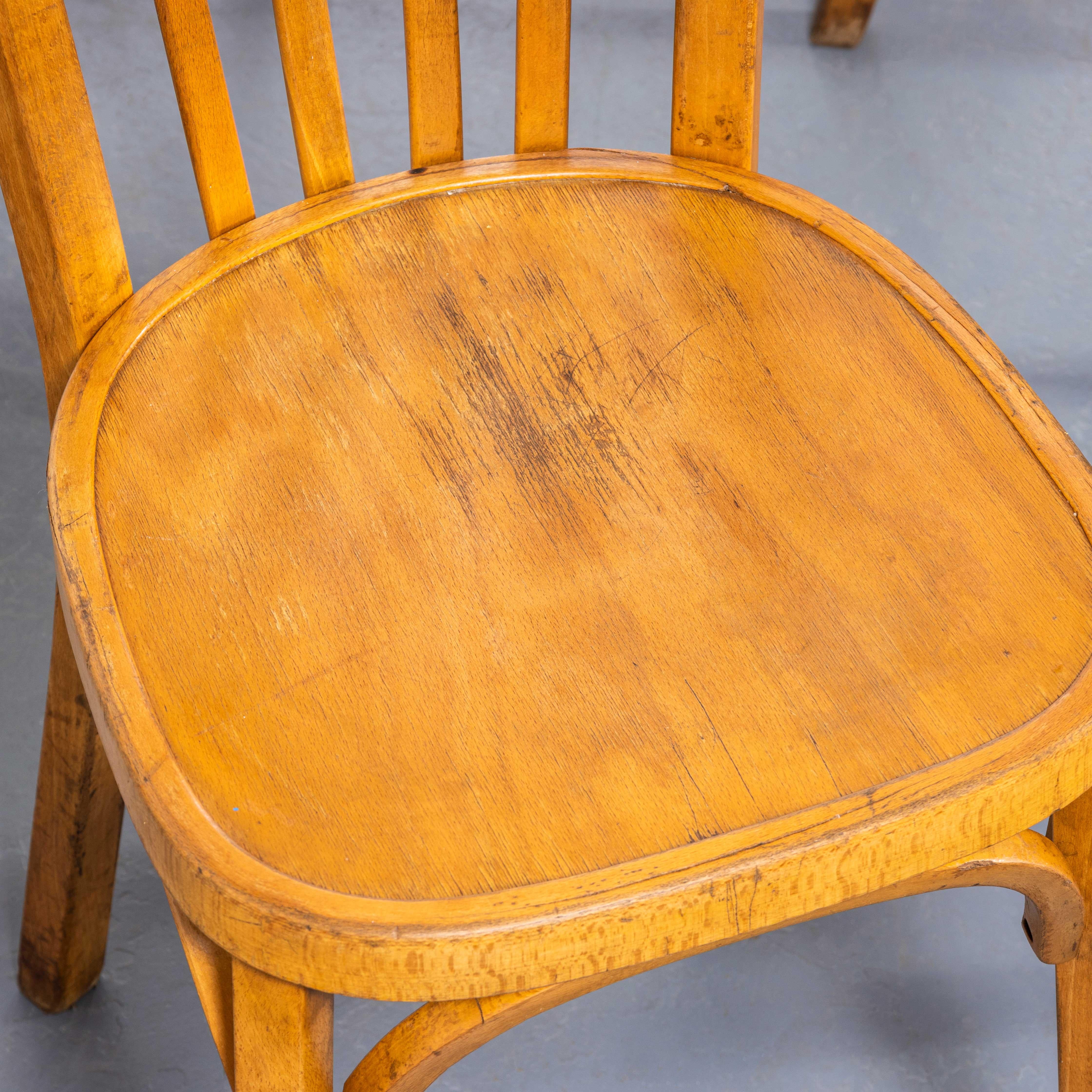 1950's Baumann Honey Bentwood Café Dining Chair - Set Of Six For Sale 3