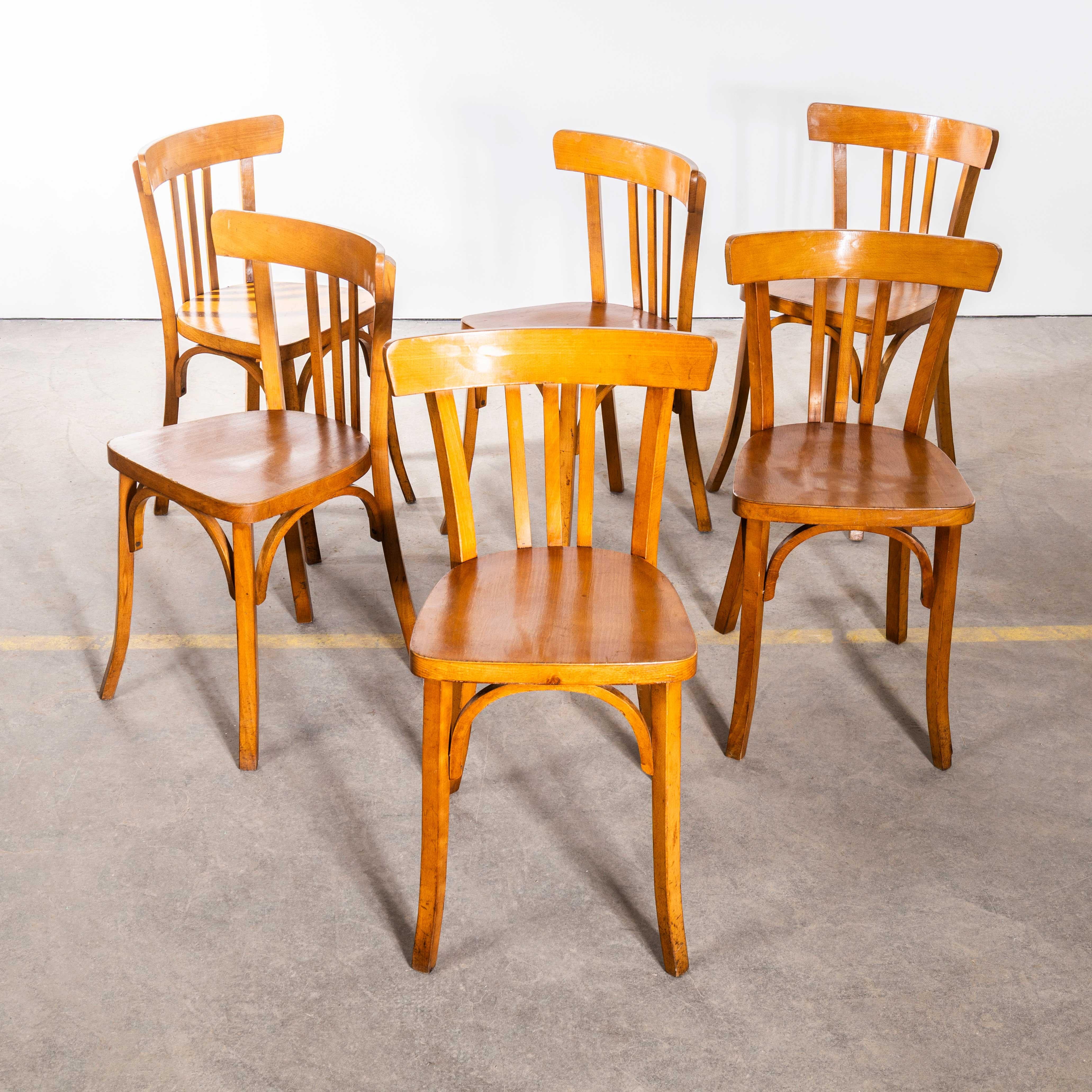 Beech 1950's Baumann Honey Simple Bentwood Dining Chair For Sale