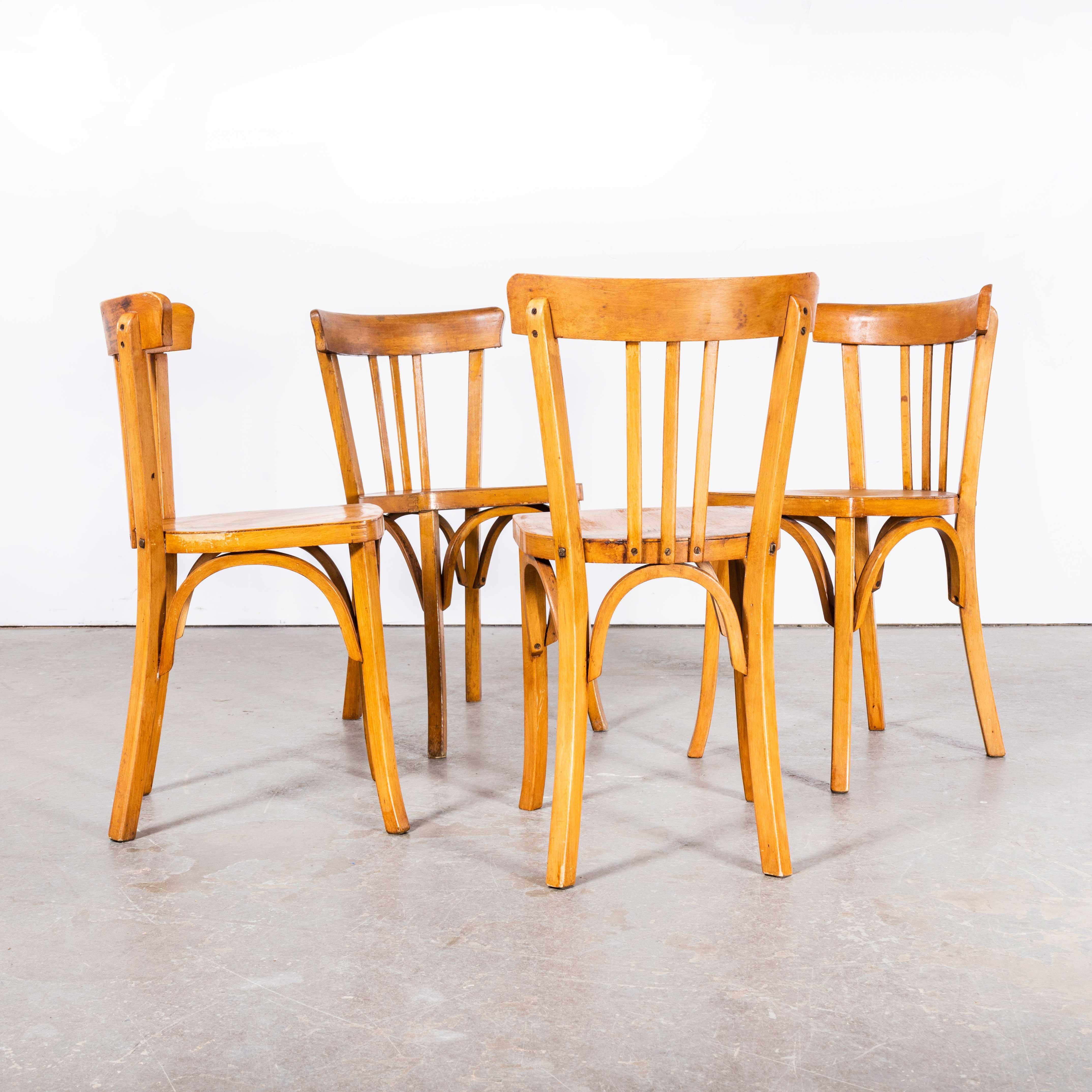 1950s Baumann Honey Tri Back Dining Chair - Set of Four For Sale 4