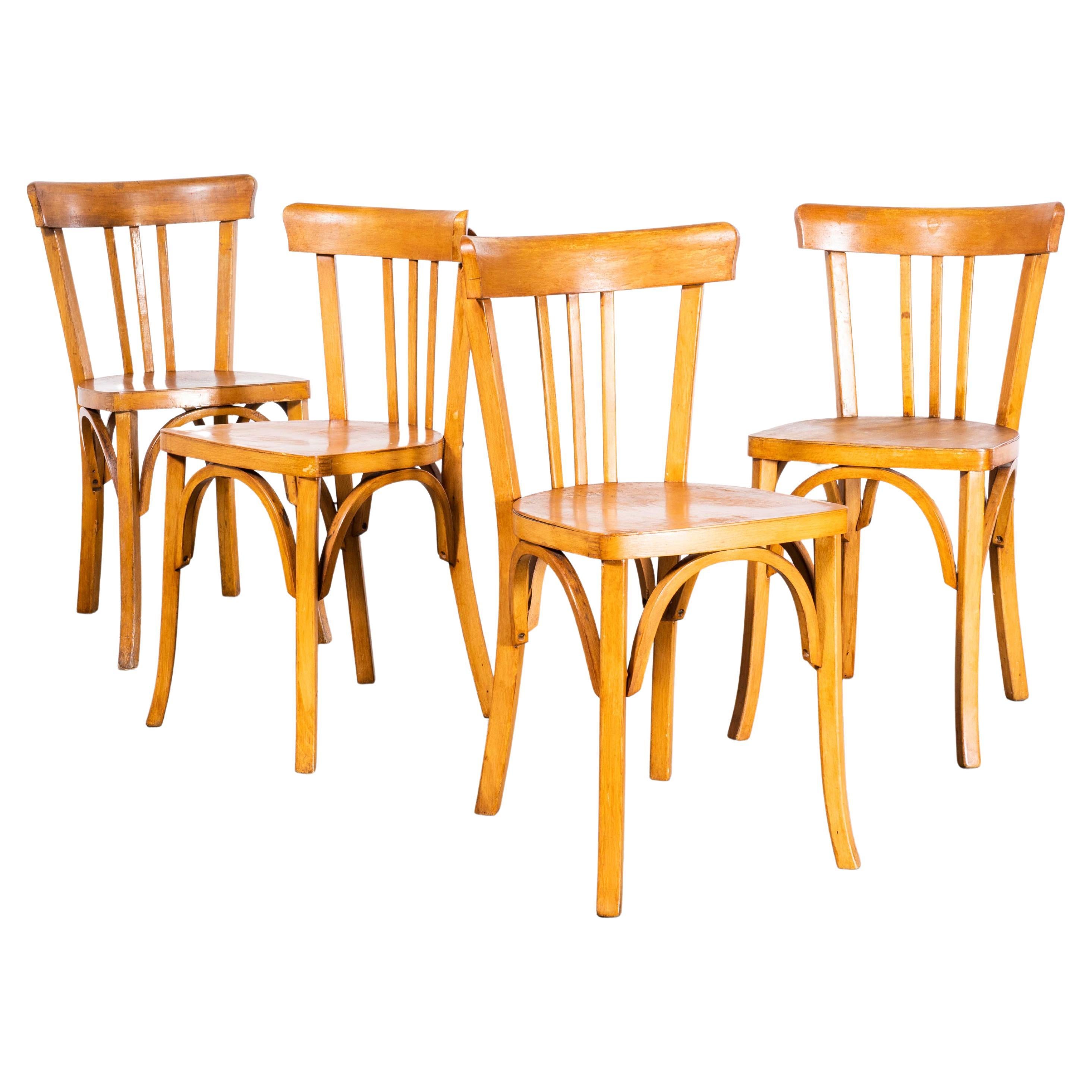 1950s Baumann Honey Tri Back Dining Chair - Set of Four For Sale