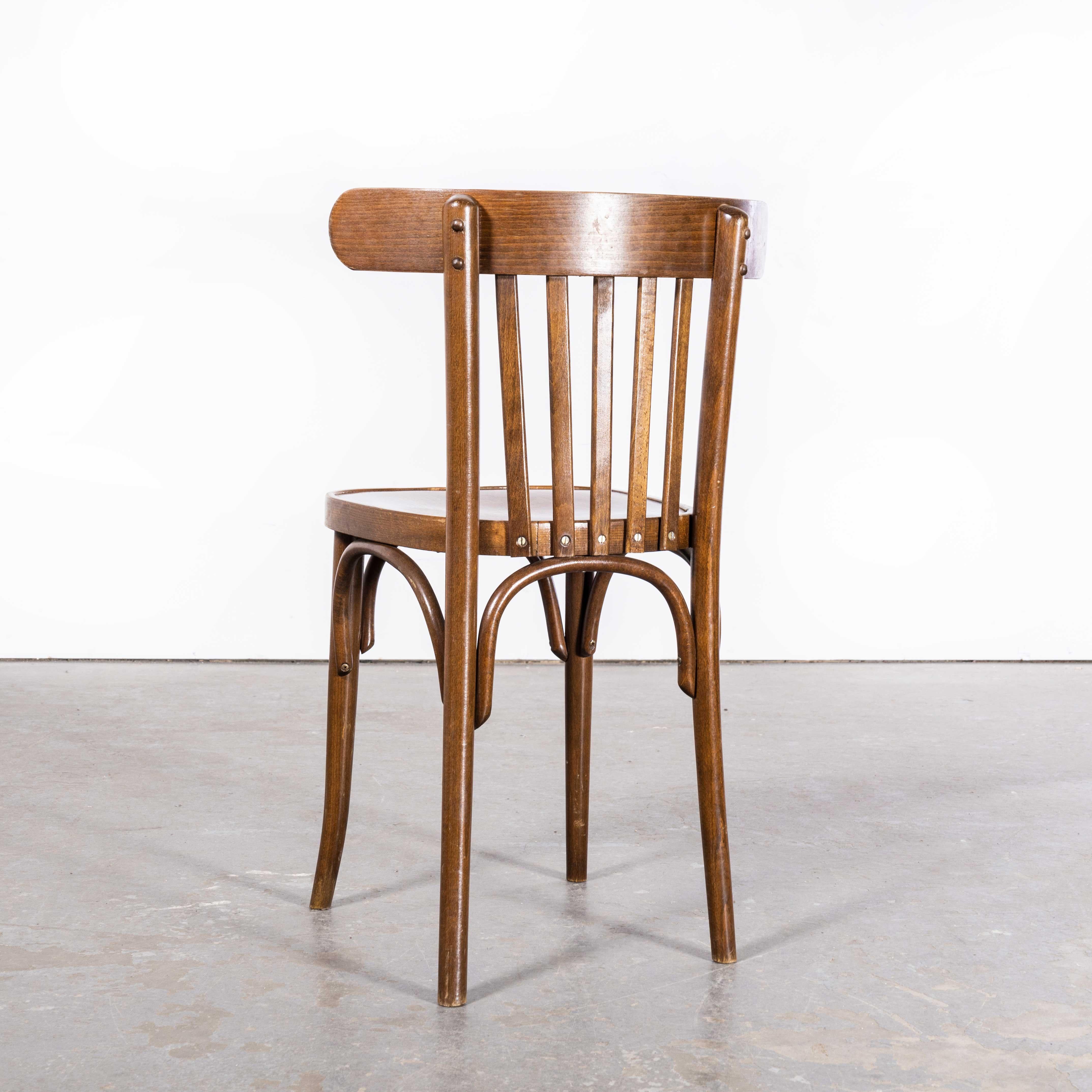 1950s Baumann Walnut Crescent Back Bistro Dining Chair - Set of Four 4