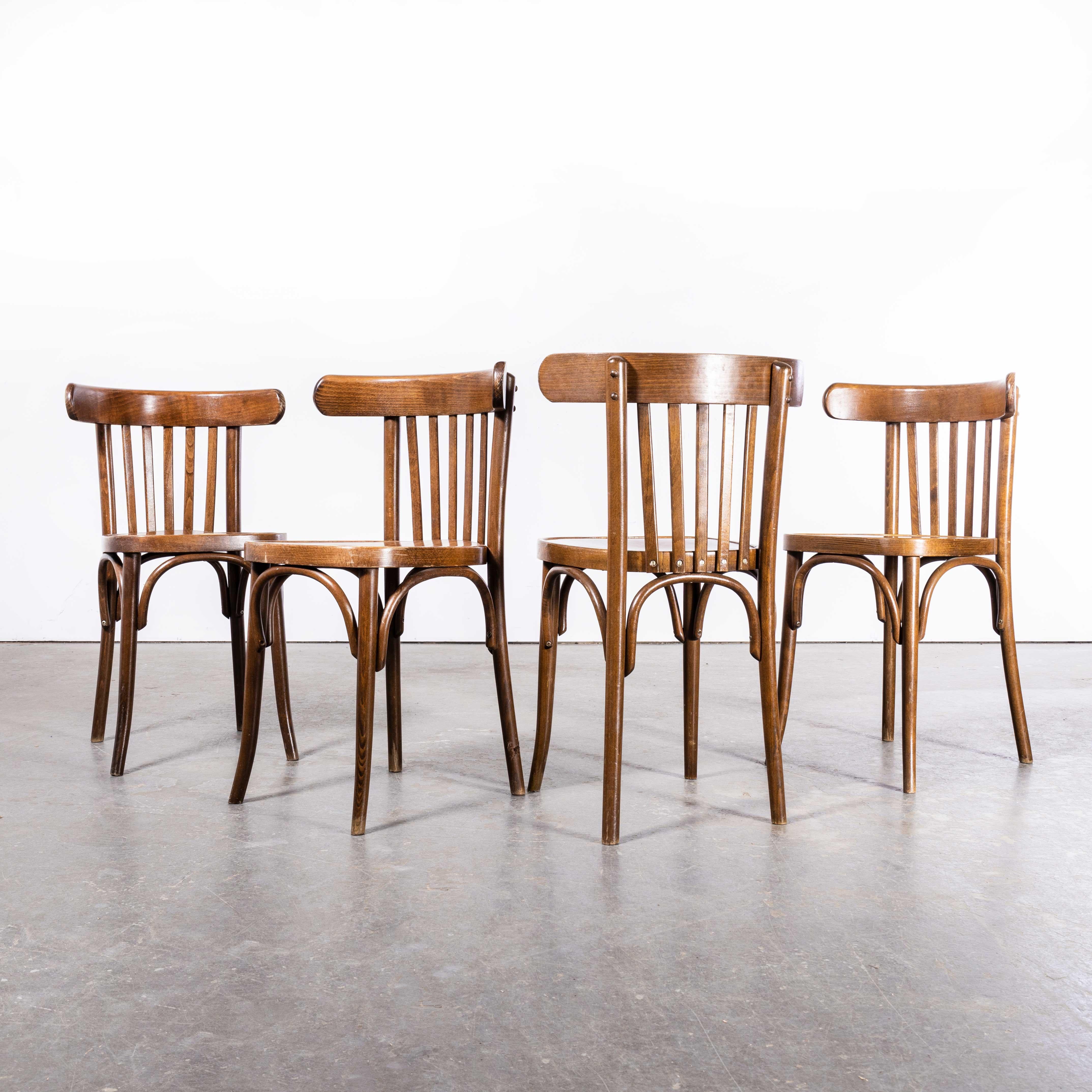 Mid-20th Century 1950s Baumann Walnut Crescent Back Bistro Dining Chair - Set of Four