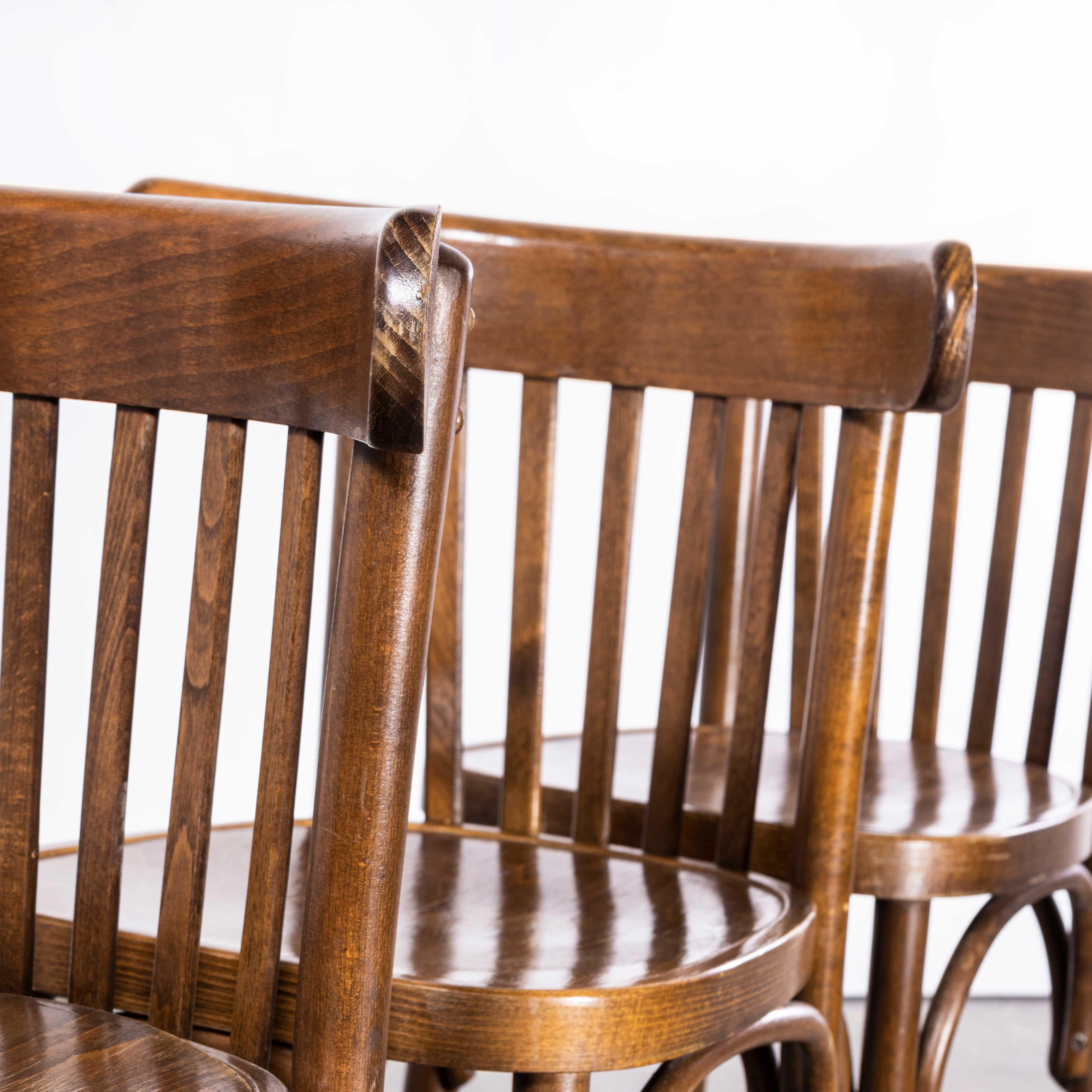 1950s Baumann Walnut Crescent Back Bistro Dining Chair - Set of Four 1