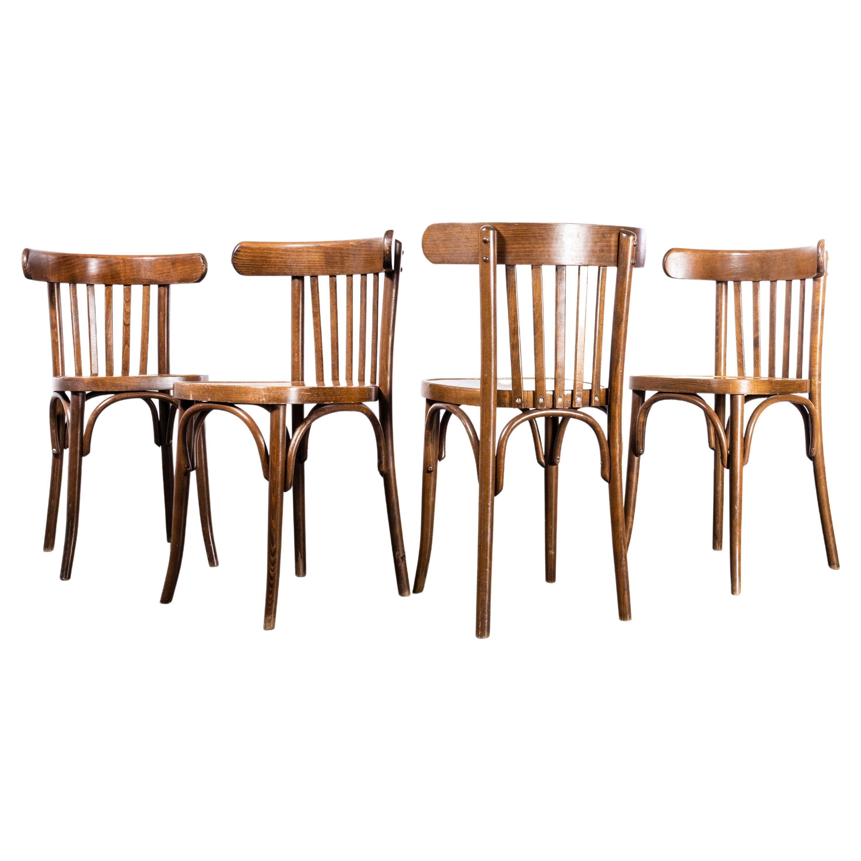 1950s Baumann Walnut Crescent Back Bistro Dining Chair - Set of Four