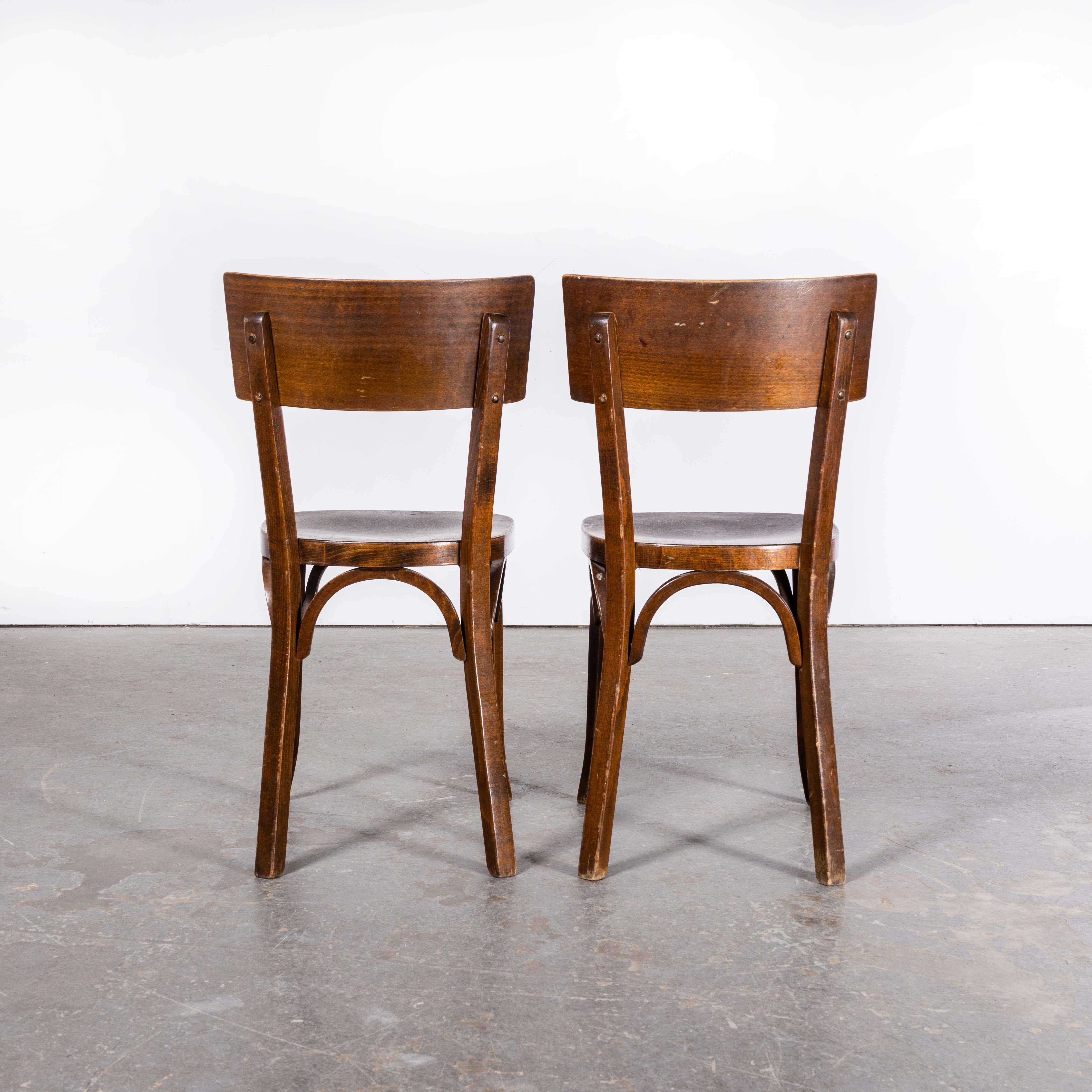 1950s Baumann Walnut Deep Back Bistro Dining Chair - Pair In Good Condition In Hook, Hampshire