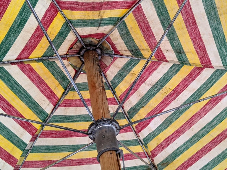 50's styl le patio umbrellas Palm Springs Wooden Umbrella with Fringe 6ft Tilt PS6-05 Unrivaled in its size and beauty 1950s Beach Umbrella / Parasol,