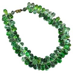 1950s Beaded green Crystal Italian Necklace