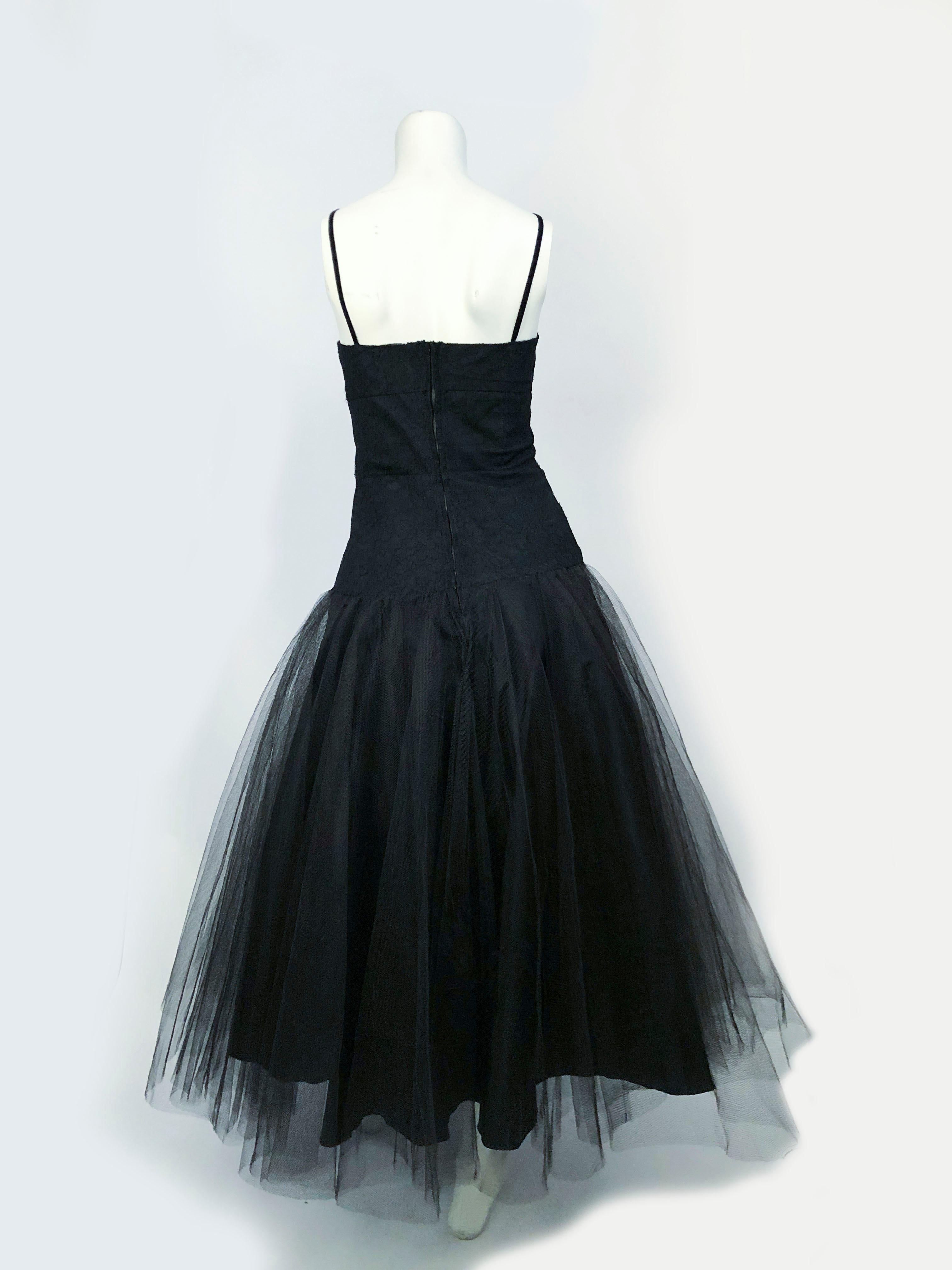 1950s Beaumelle Black Cocktail Dress 1