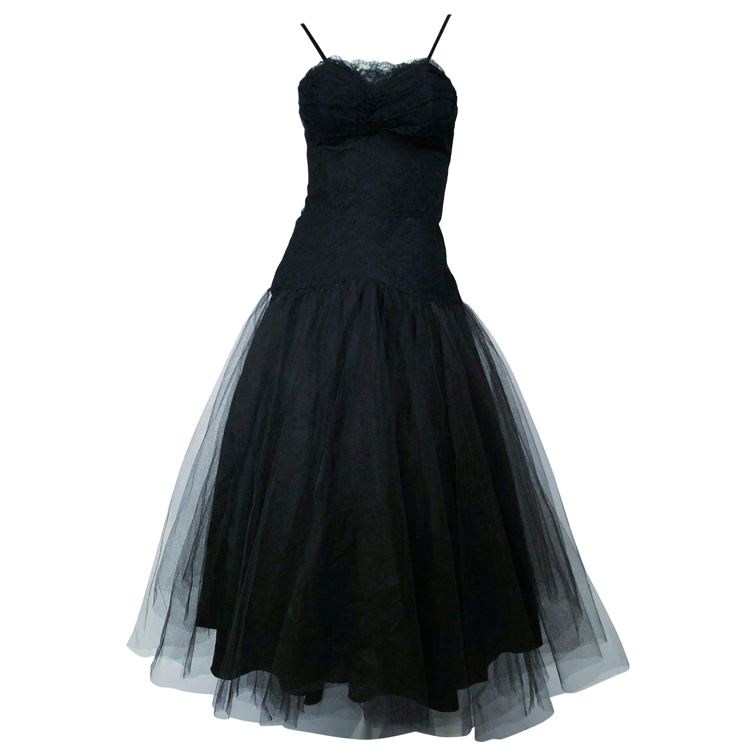 1950s black cocktail dress