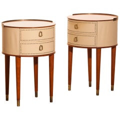1950s, Bedside Tables in Mahogany and Brass by Halvdan Pettersson, Tibro, Sweden