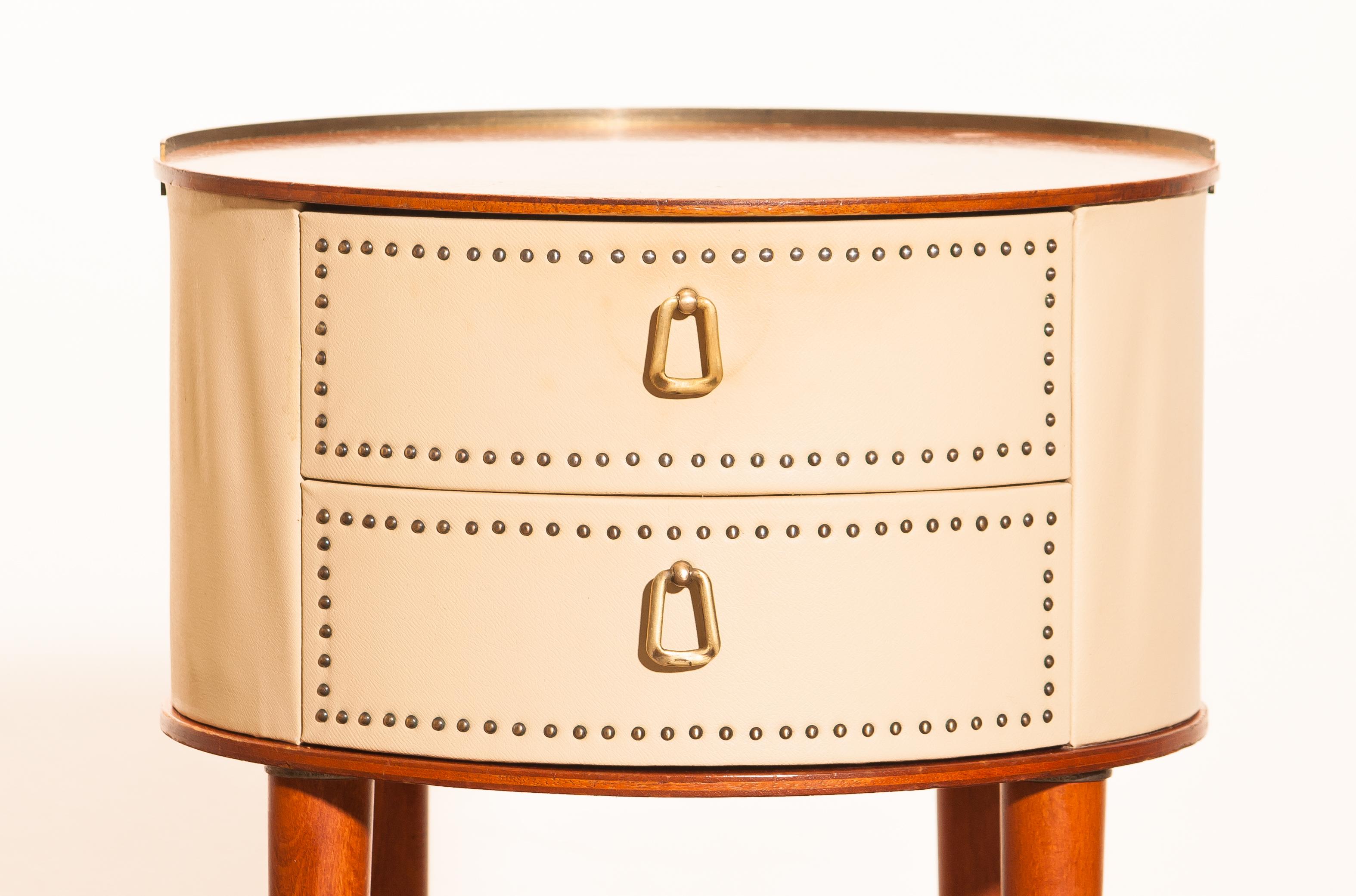 1950s, Bedside Tables in Mahogany and Brass by Halvdan Pettersson, Tibro, Sweden 3