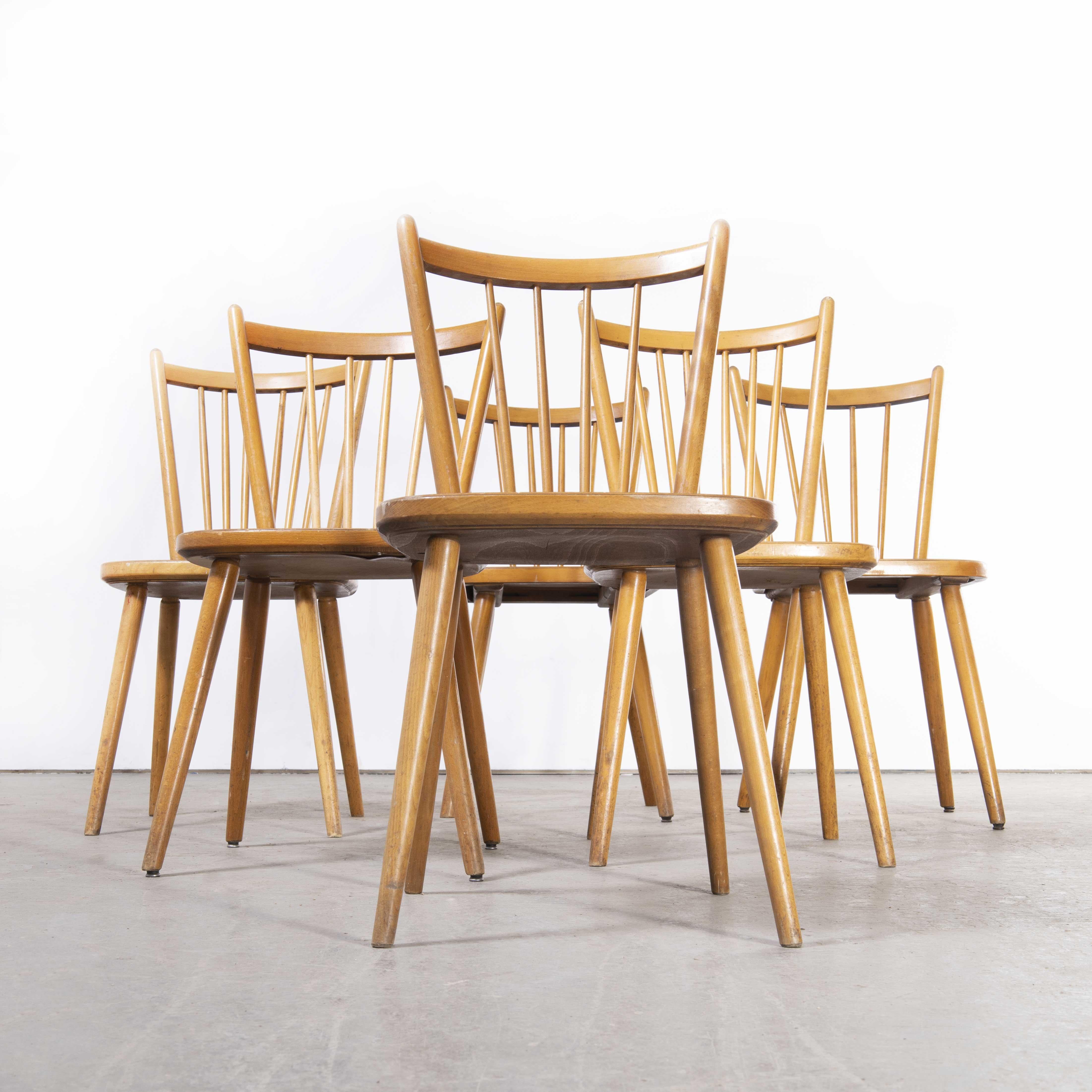 1950's Beech Stickback Dining Chairs by Hiller, Set of Six For Sale 4