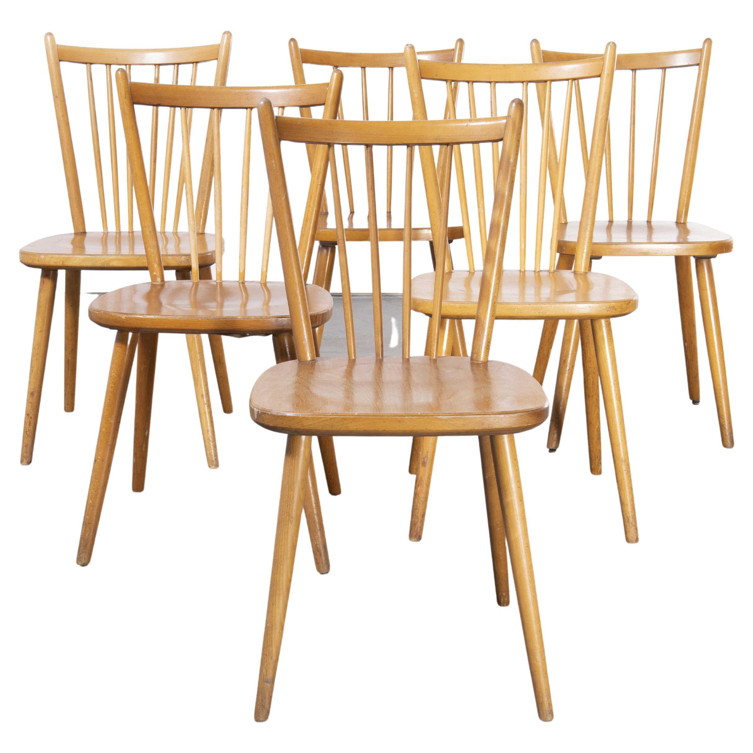 1950's Beech Stickback Dining Chairs by Hiller, Set of Six For Sale