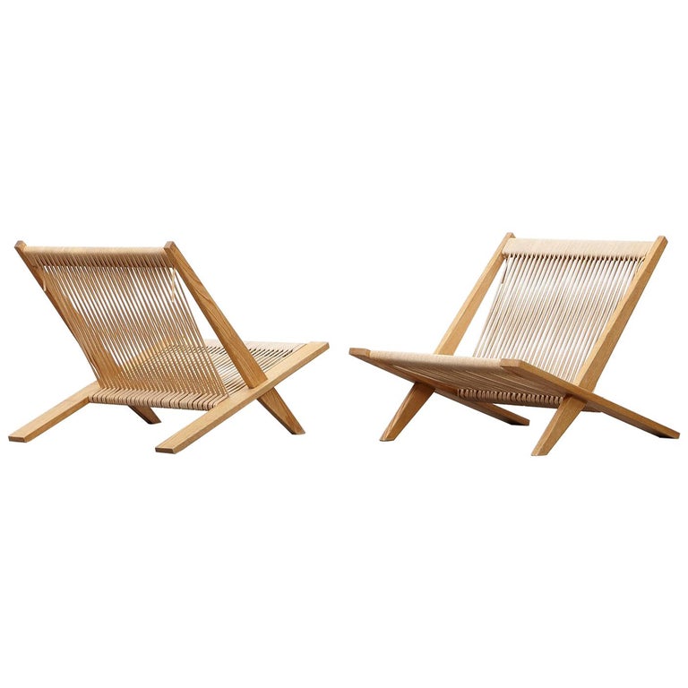1950s Beige and Wooden Set of Easy Chairs by Poul Kjaerholm and Jorgen Hoj 'b' For Sale