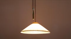 1950s Beige Fabric and Golden Brass Ceiling Lamp by Paavo Tynell 'e'