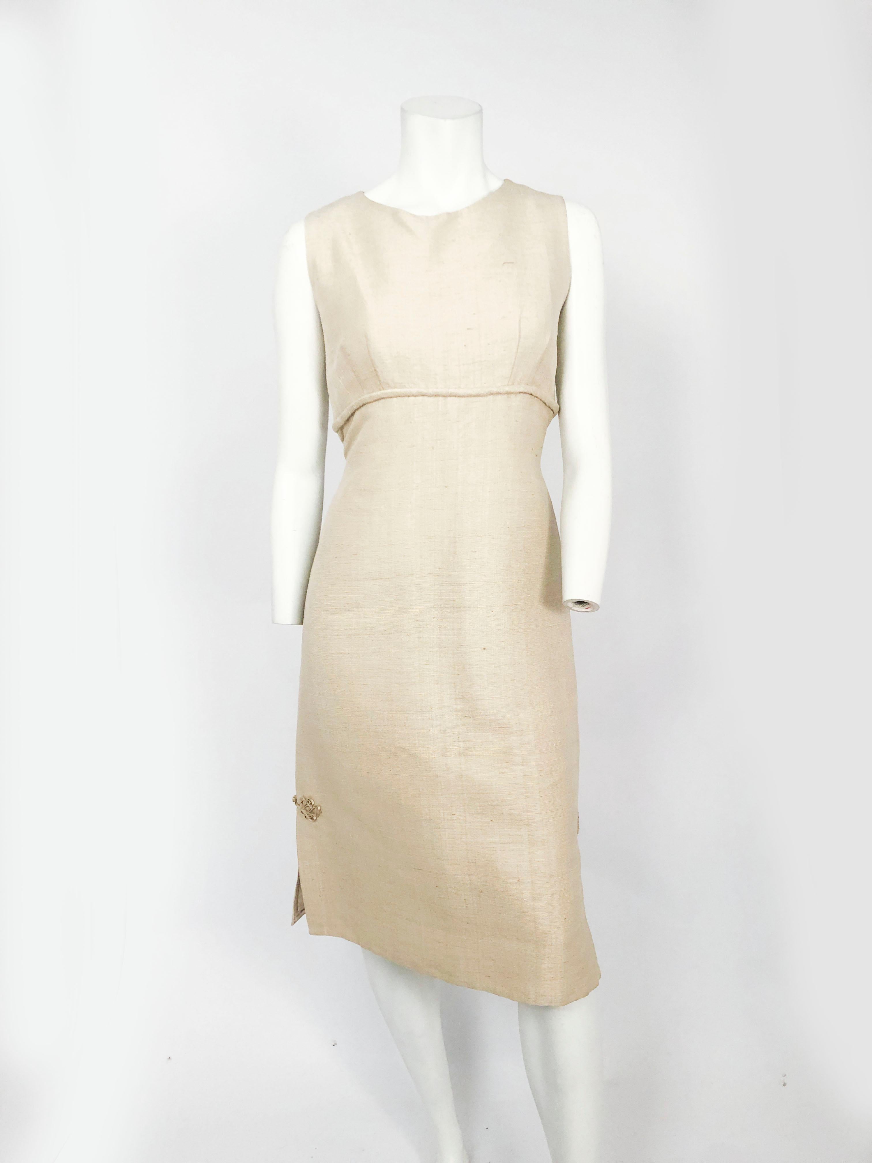 1950s Beige Silk Dress with Matching Swing Coat  2