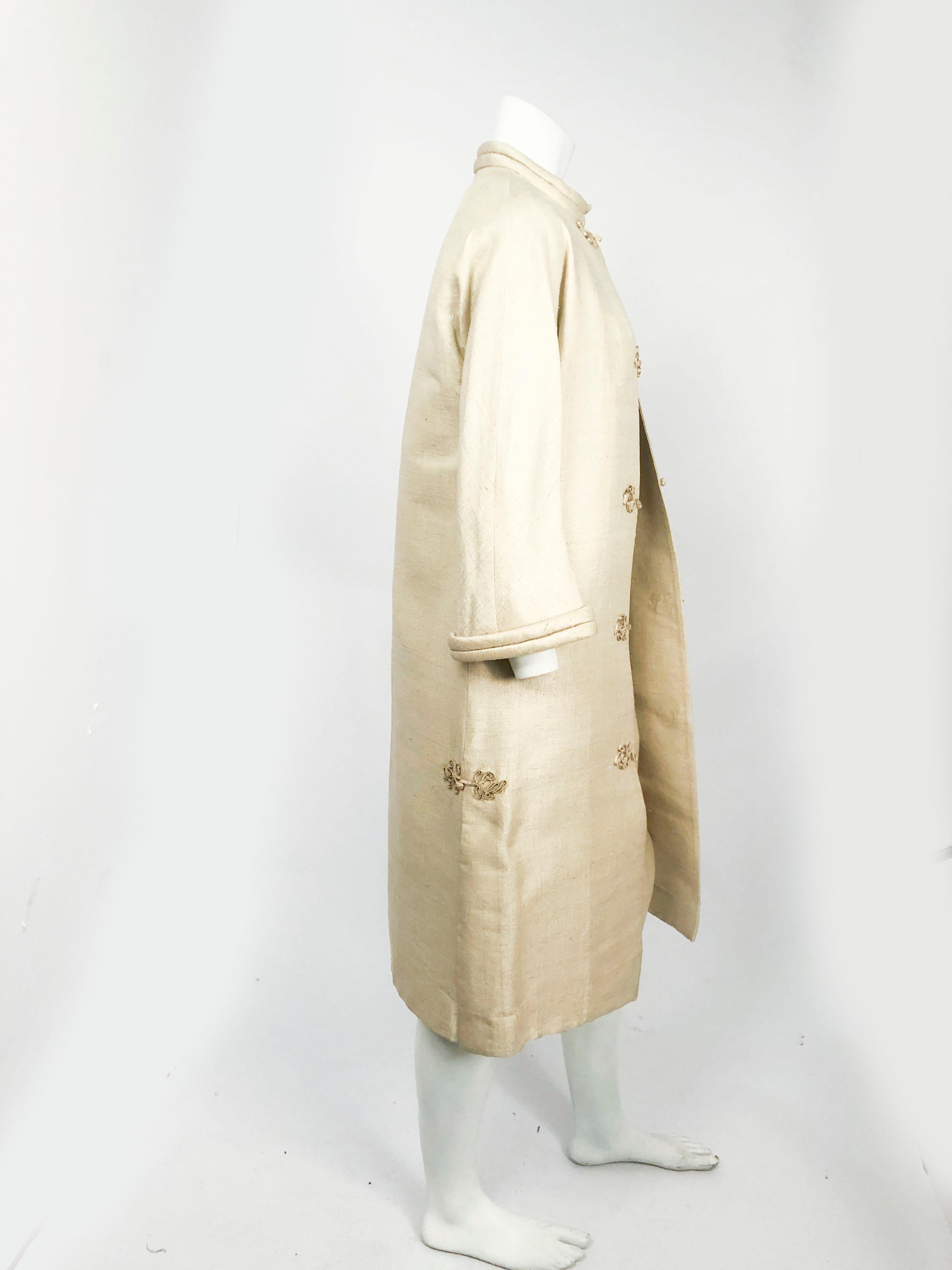 1950s Beige Silk Dress with Matching Swing Coat  3