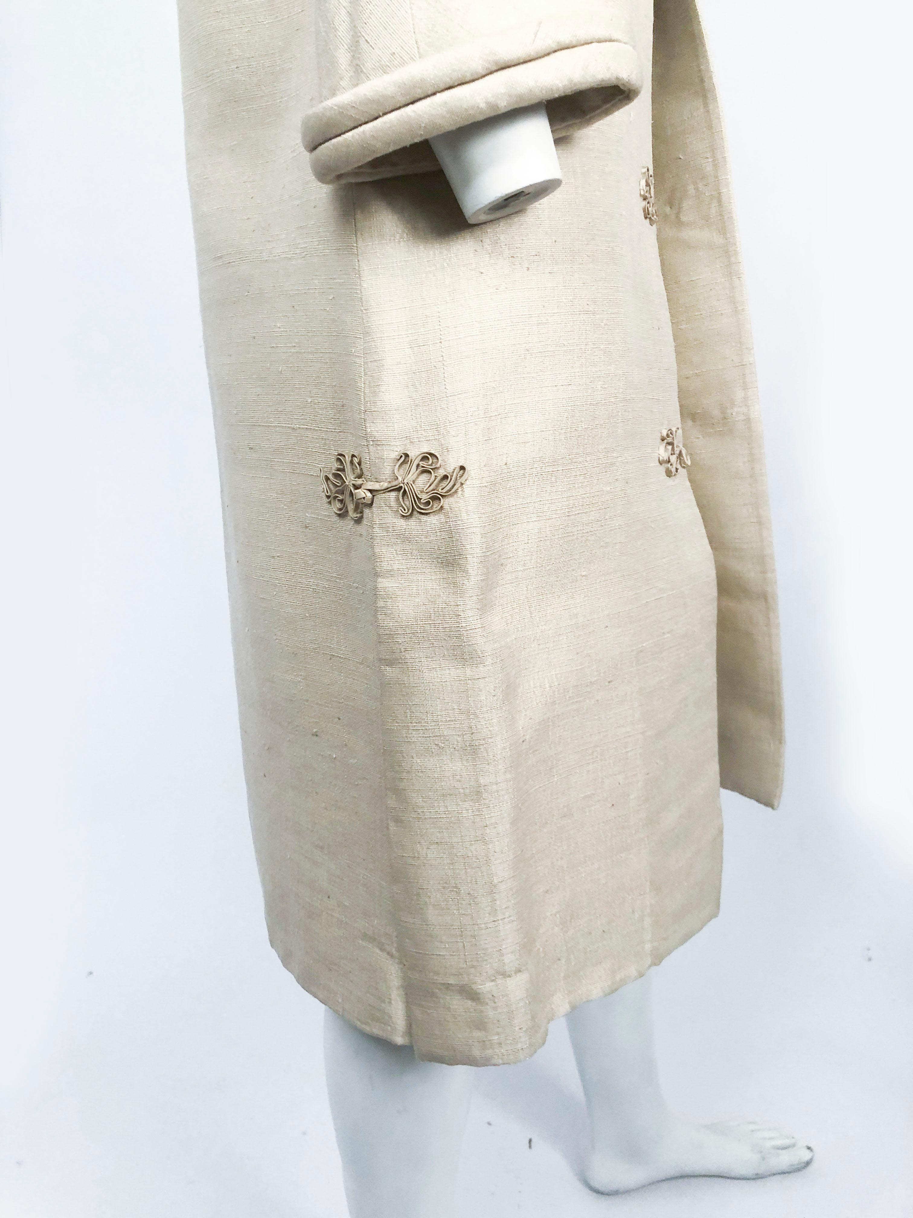 1950s Beige Silk Dress with Matching Swing Coat  4
