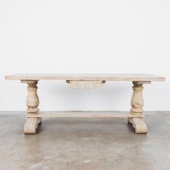 1950s Belgian Bleached Oak Dining Table