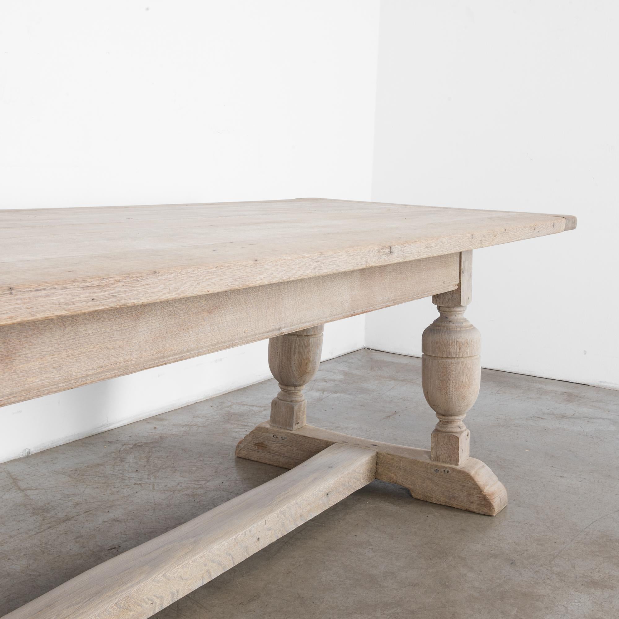 Mid-20th Century 1950s Belgian Bleached Oak Dining Table