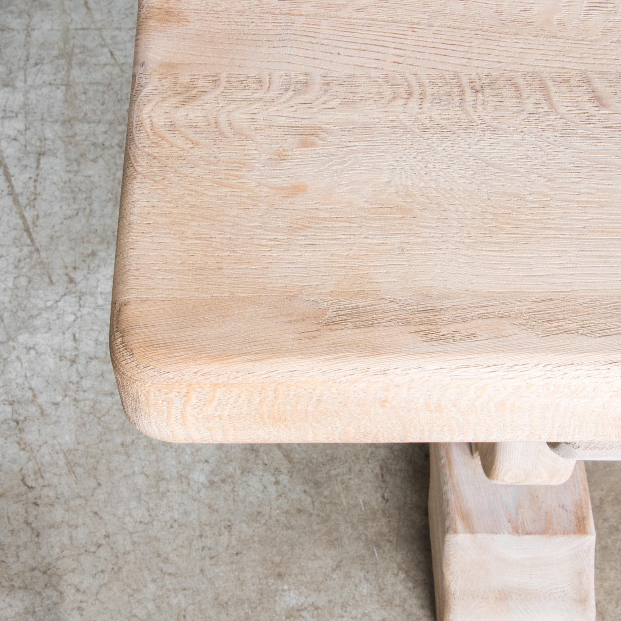 1950s Belgian Bleached Oak Trestle Table 3