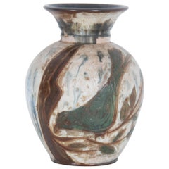 1950s Belgian Bouffioulx Marbled Bird Ceramic Vase