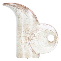 1950s Belgian Bouffioulx White Textured Sculptural Ceramic Vessel 1950s Belgian Bouffioulx White Textured Sculptural Ceramic Vessel