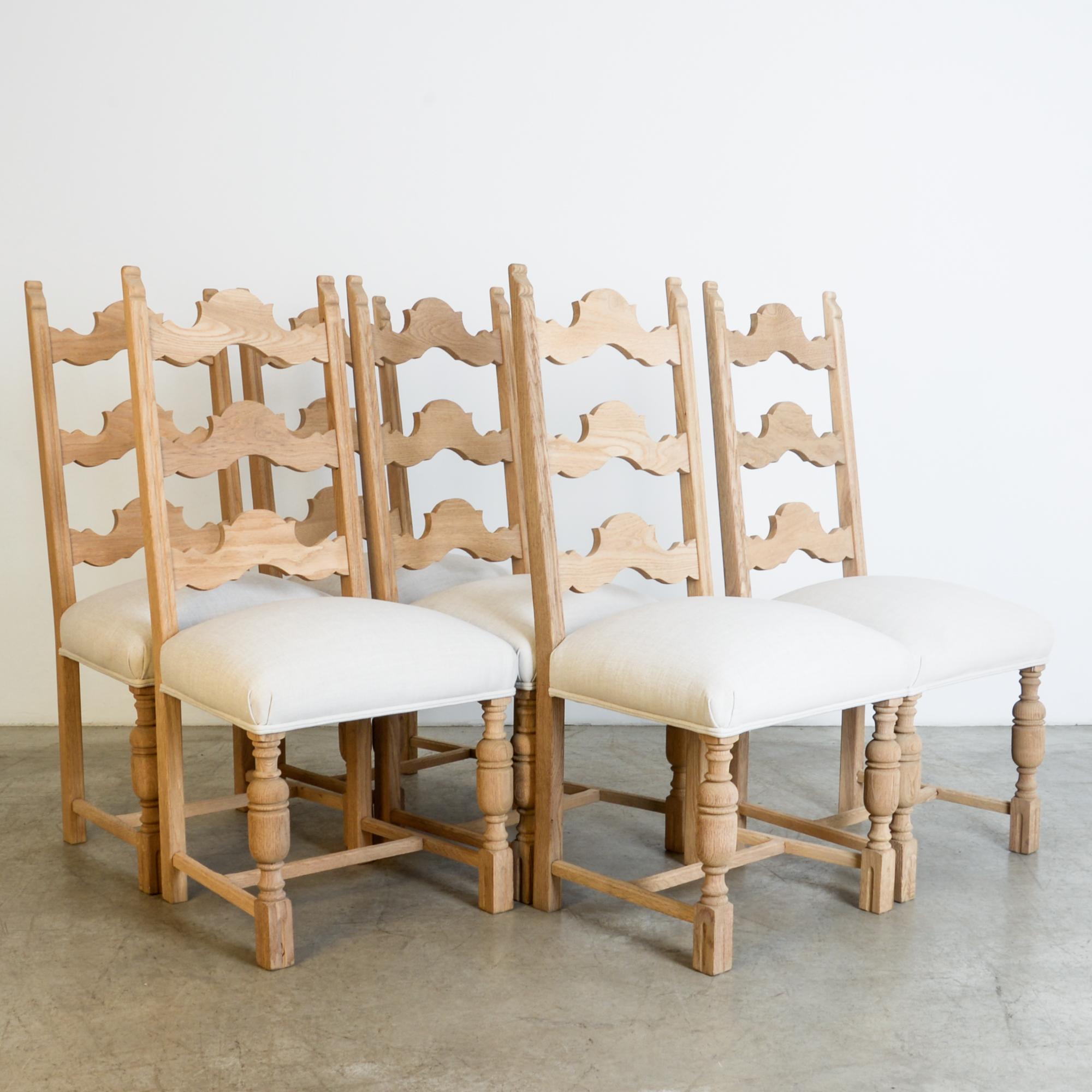 1950s Belgian Farmhouse Dining Chairs, Set of Six In Good Condition In High Point, NC