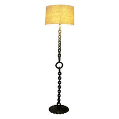 1950s Belgian Industrial Floor Lamp with Naval Chain Link Base