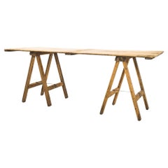 1950s Belgian Industrial Sawhorse Table