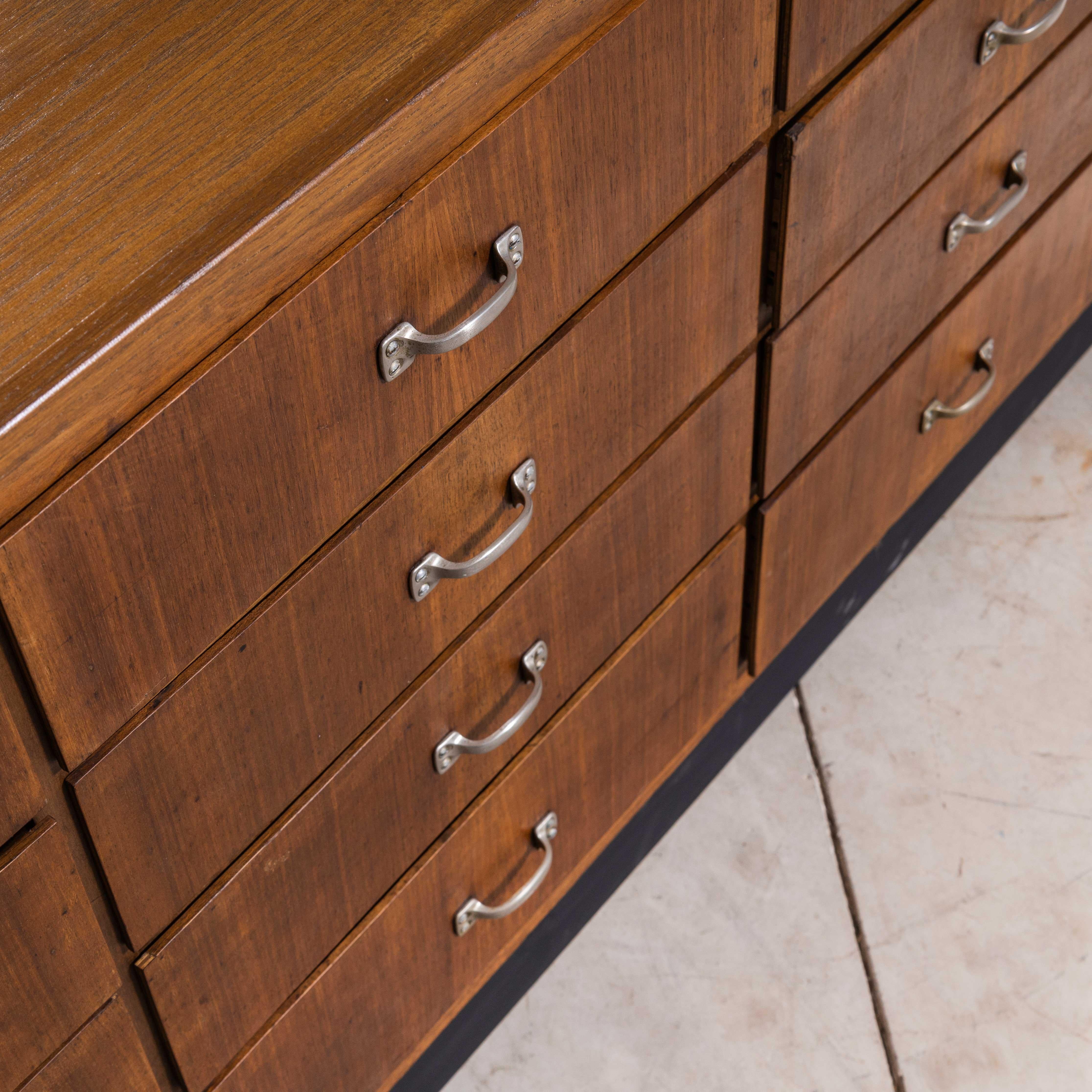 Mid-20th Century 1950s Belgian Laboratory Chest, Bank of Drawers, Sixteen Drawers