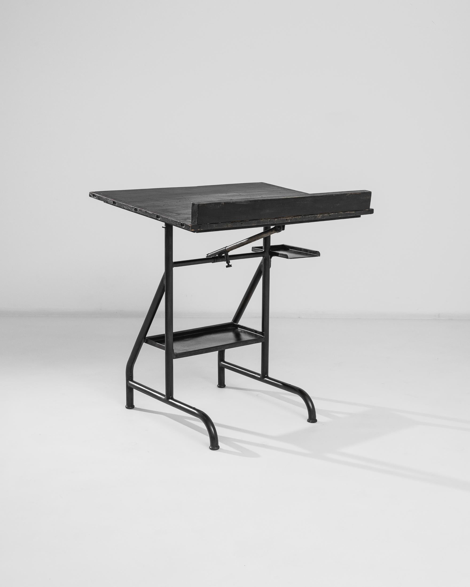 Industrial 1950s Belgian Metal Drawing Table