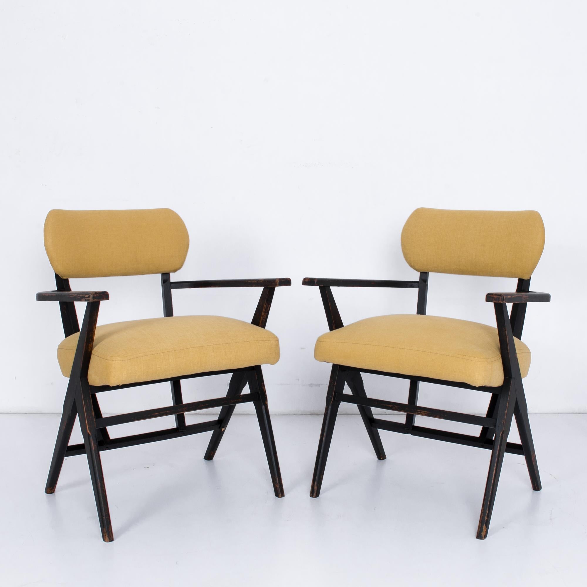 Mid-Century Modern 1950s Belgian Modern Armchairs, a Pair