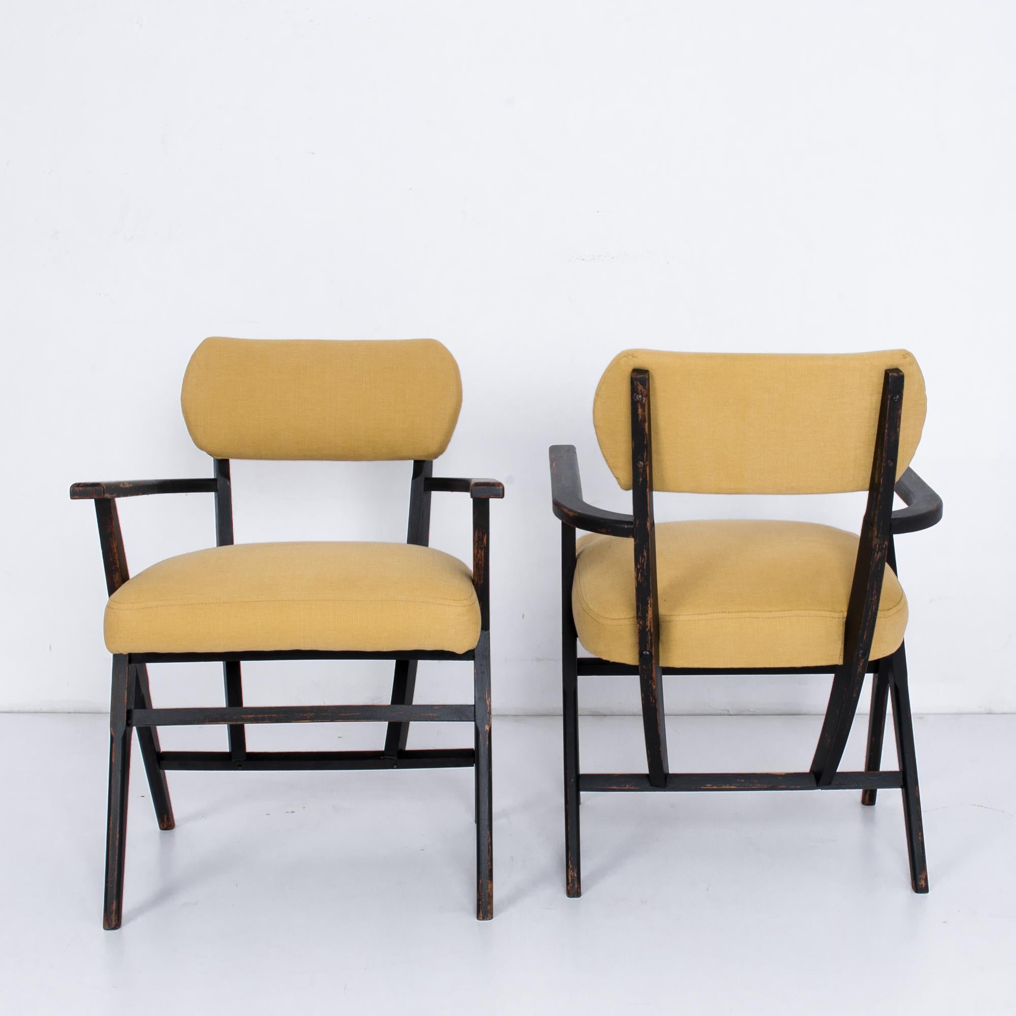 Mid-20th Century 1950s Belgian Modern Armchairs, a Pair