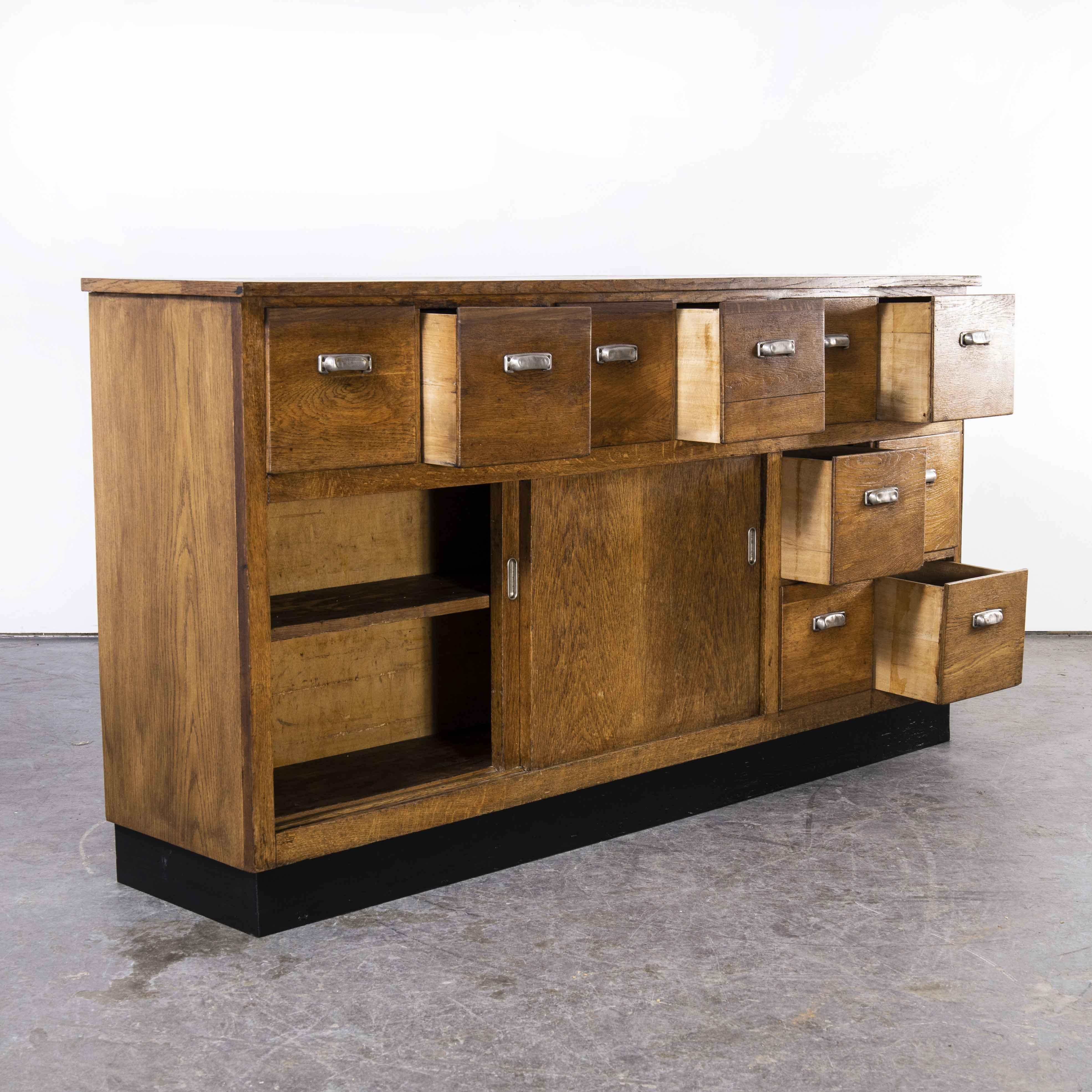 1950's Belgian Oak Apothecary Cabinet with Ten Drawers 7