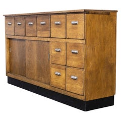 1950's Belgian Oak Apothecary Cabinet with Ten Drawers