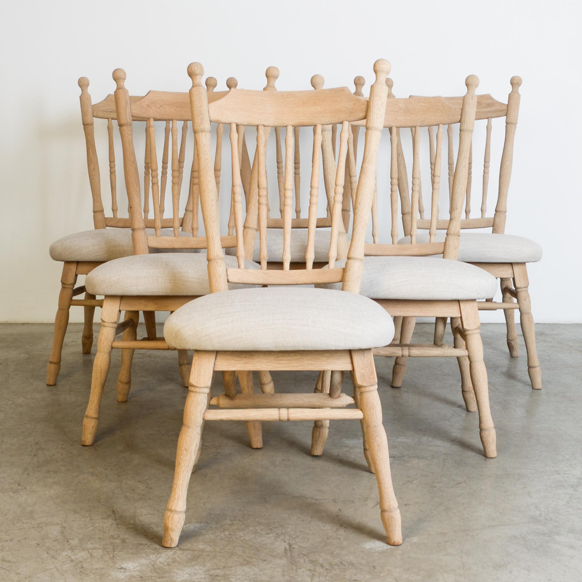 1950s Belgian Oak Dining Chairs, Set of Six 5