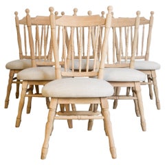 1950s Belgian Oak Dining Chairs, Set of Six