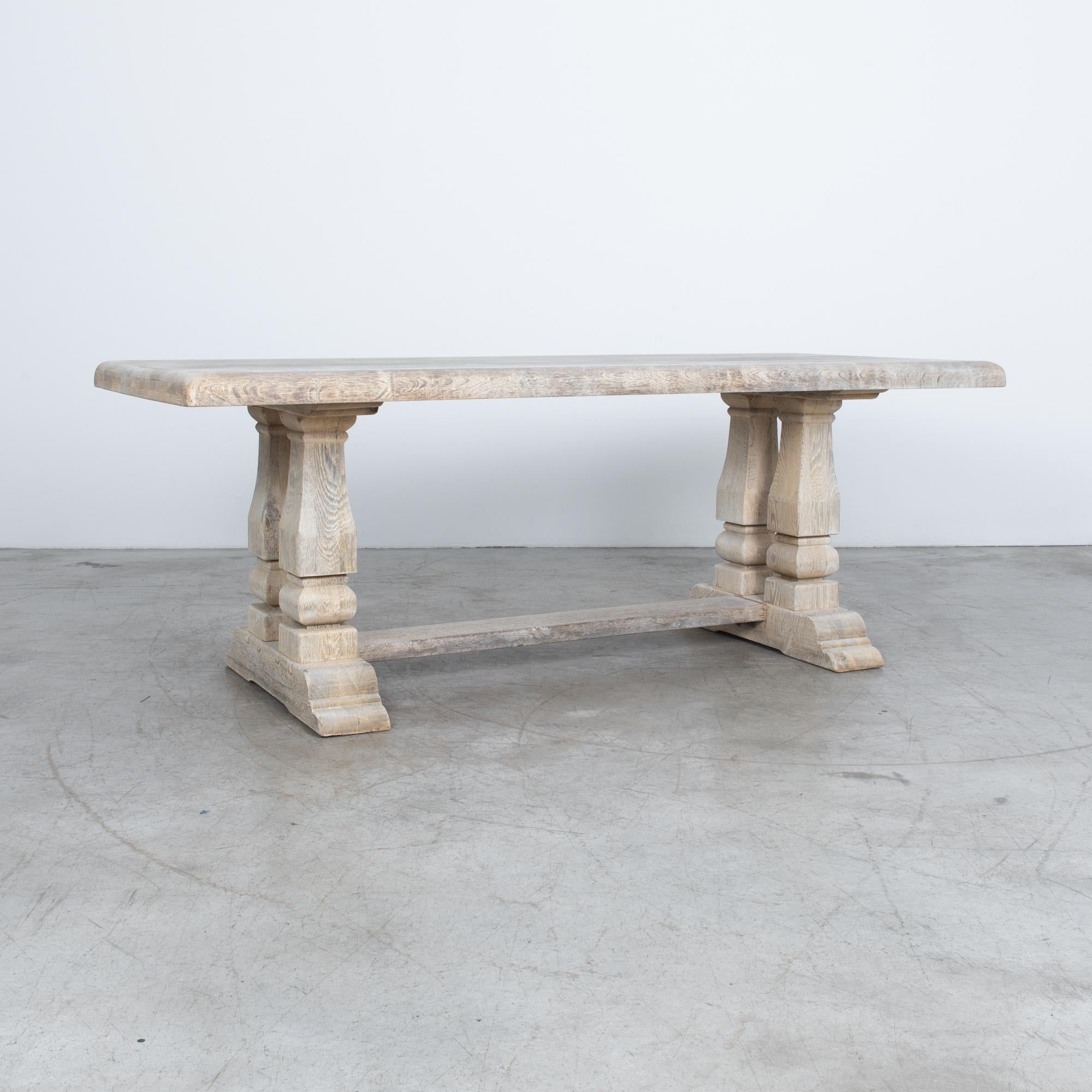 Just the Belgian farmhouse dining table you were looking for, with thick top and sturdy legs. Updated with our signature bleached oak technique.

A Popular style in mid-20th century Belgium, simple wooden forms recall the countryside ideal. This