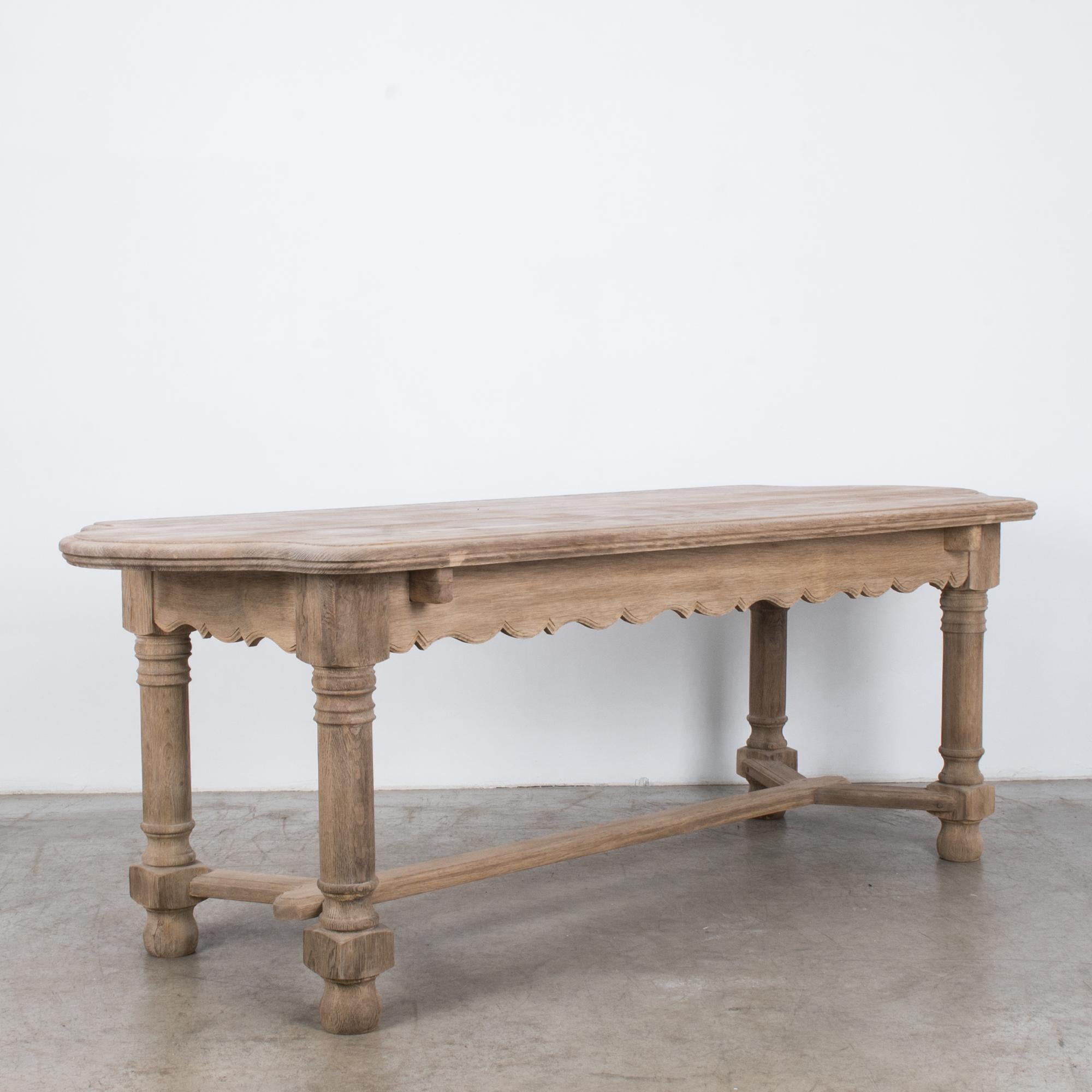 French Provincial 1950s Belgian Oak Dining Table
