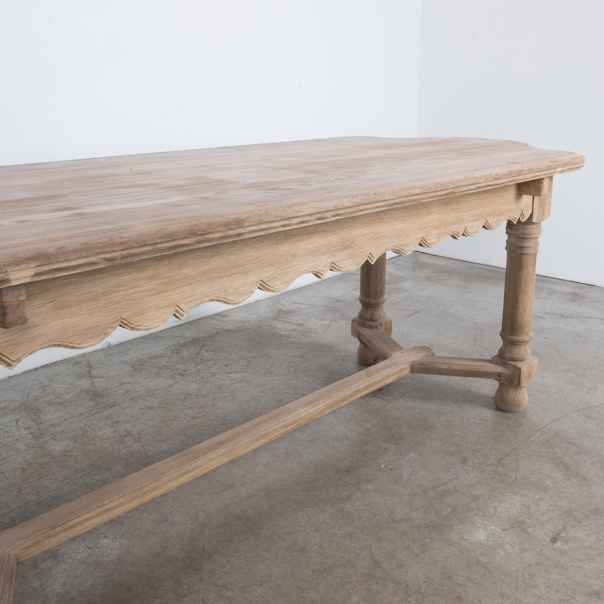 1950s Belgian Oak Dining Table In Good Condition In High Point, NC