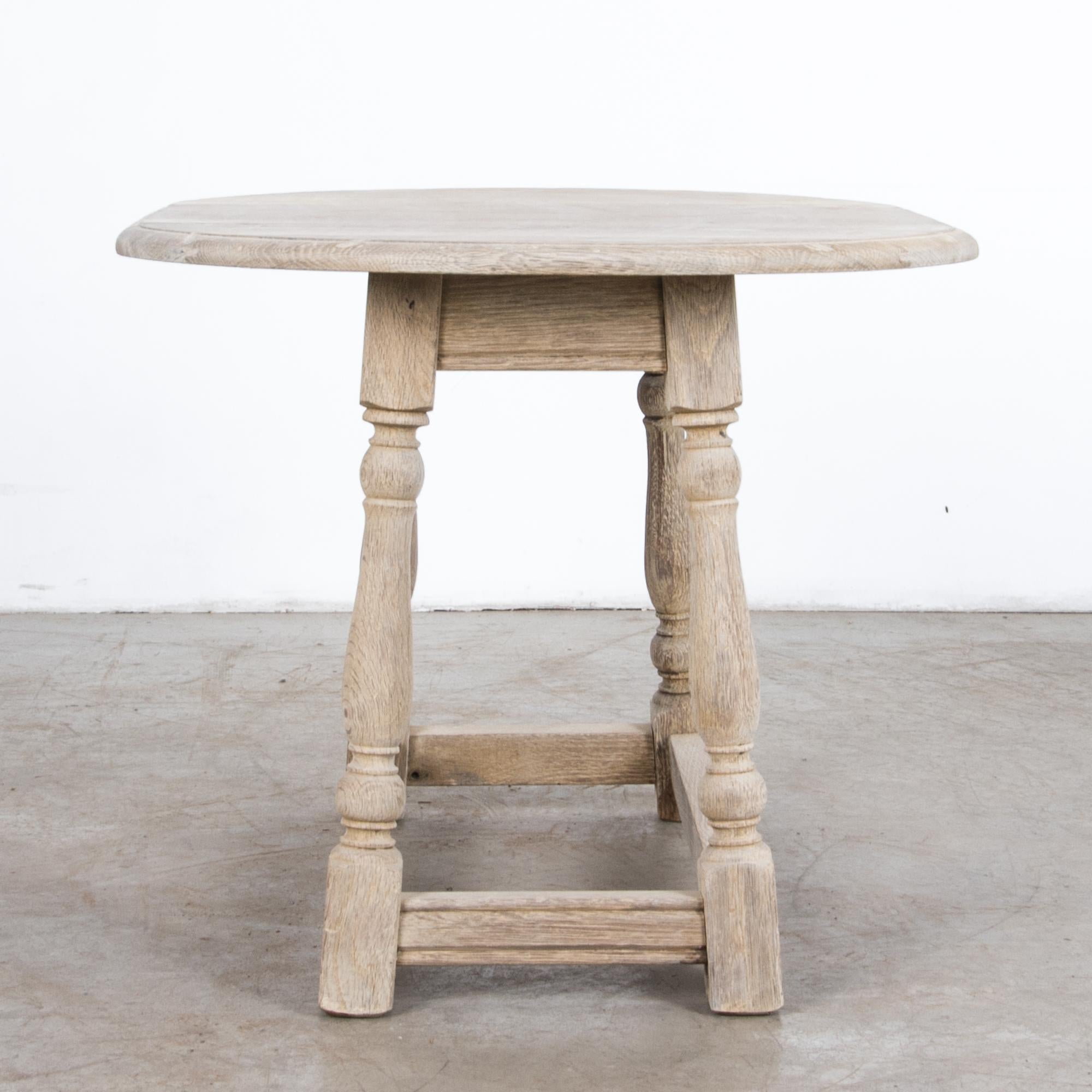 1950s Belgian Oak Side Table In Good Condition In High Point, NC