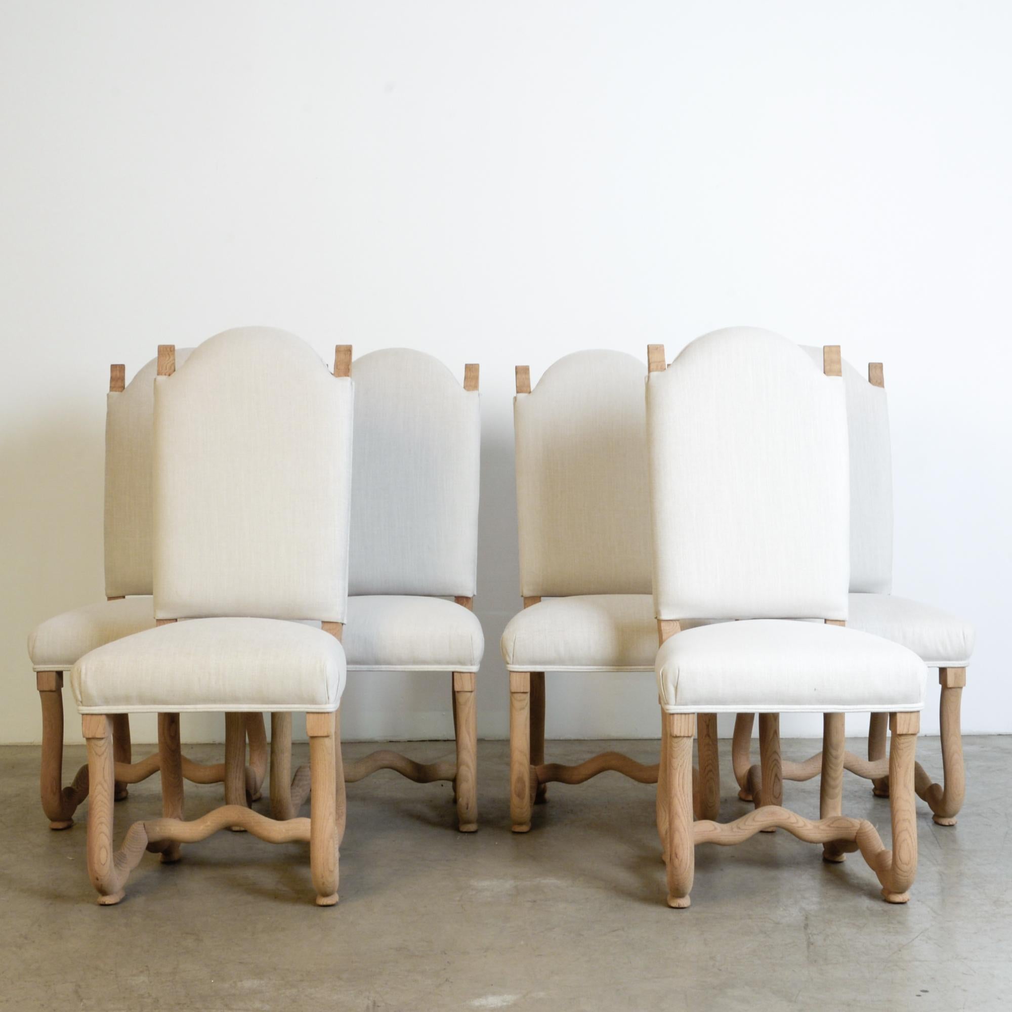 1950s Belgian Os De Mouton Upholstered Dining Chairs, Set of Six 12