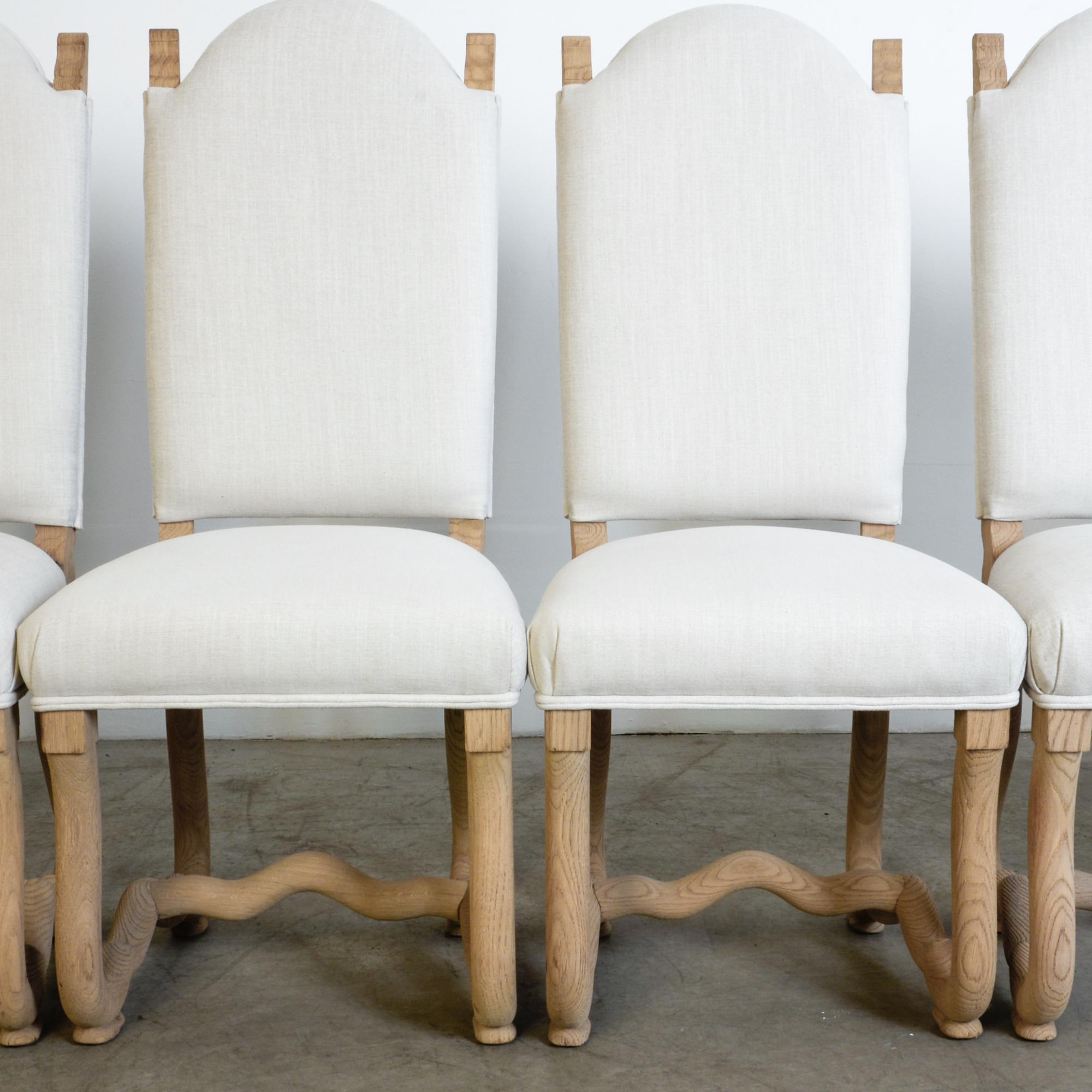 1950s Belgian Os De Mouton Upholstered Dining Chairs, Set of Six 2