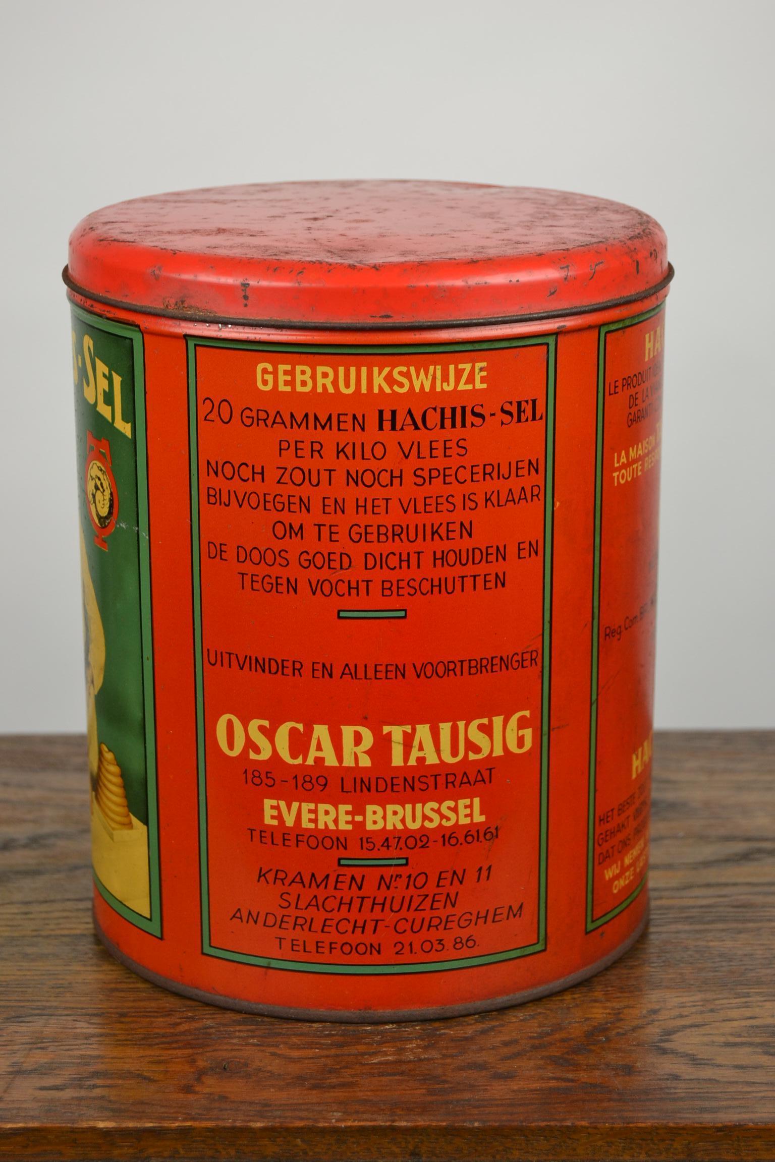1950s Belgian Tin, Spices by Atelier Tausig for Abbatoirs and Butcher Shops  1