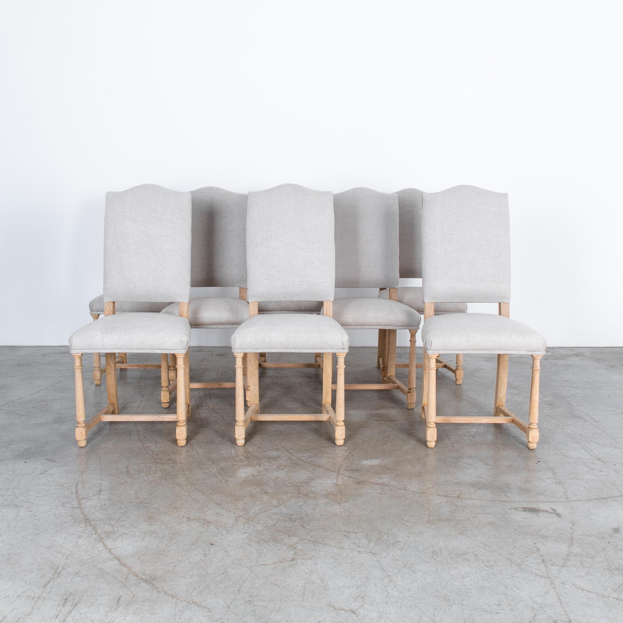 Mid-20th Century 1950s Belgian Upholstered Dining Chairs, a Set of Eight