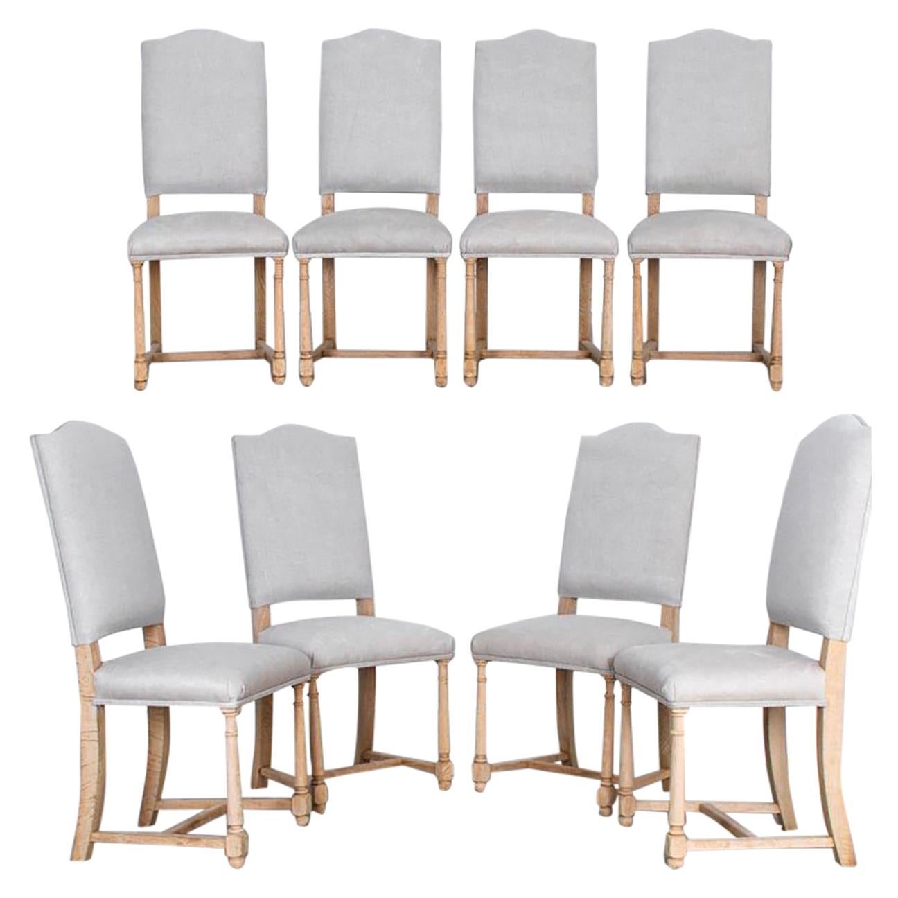 1950s Belgian Upholstered Dining Chairs, a Set of Eight