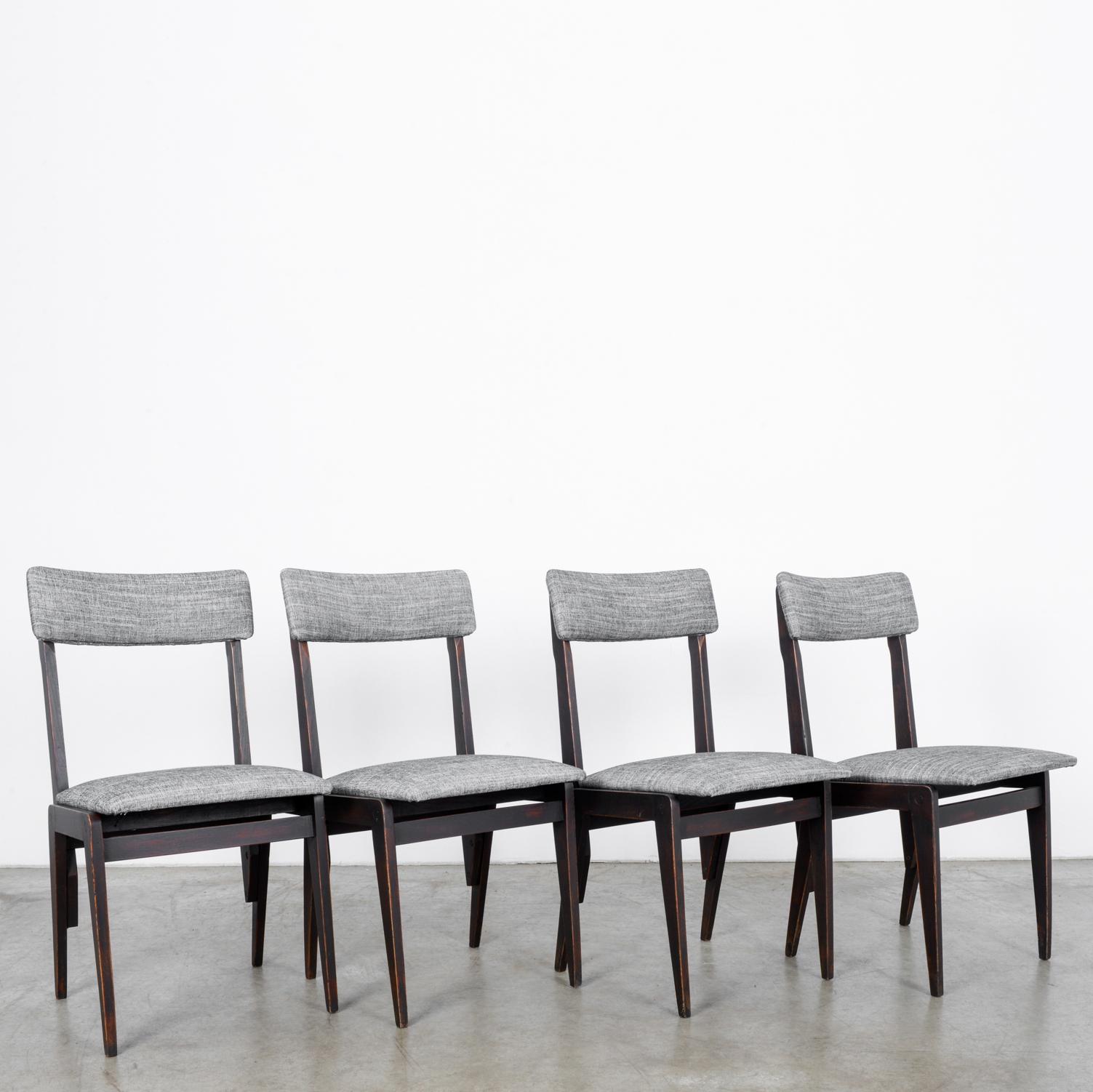 Mid-Century Modern 1950s Belgian Upholstered Dining Chairs, Set of Four
