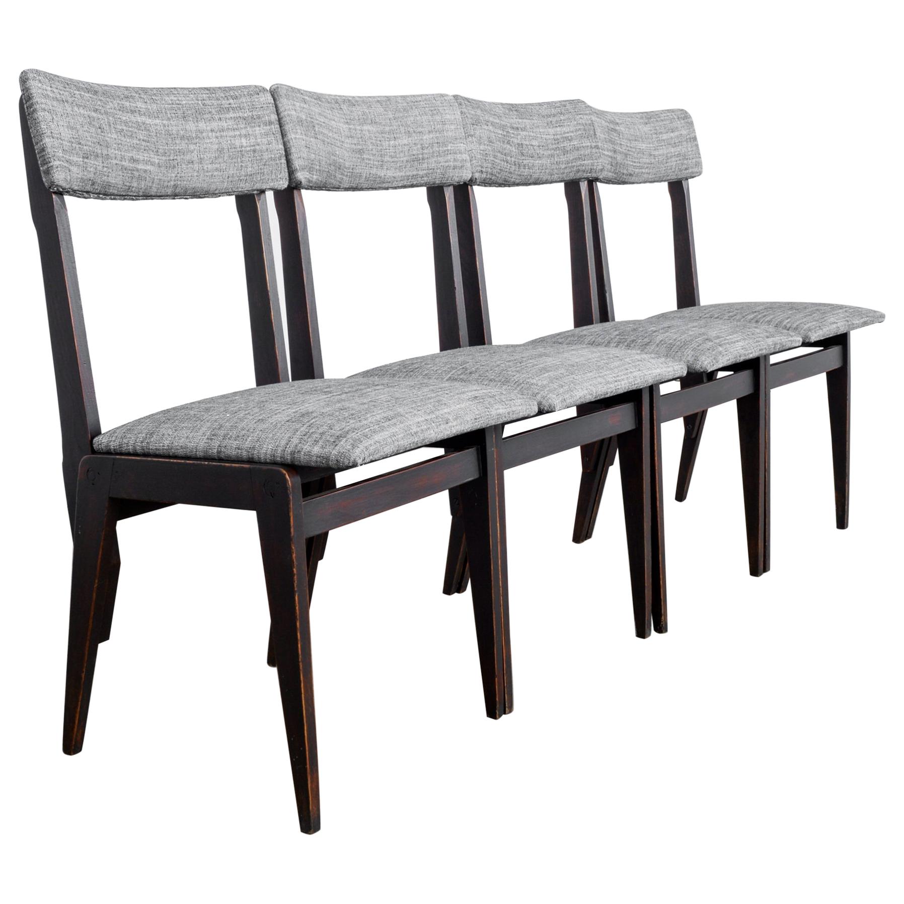 1950s Belgian Upholstered Dining Chairs, Set of Four